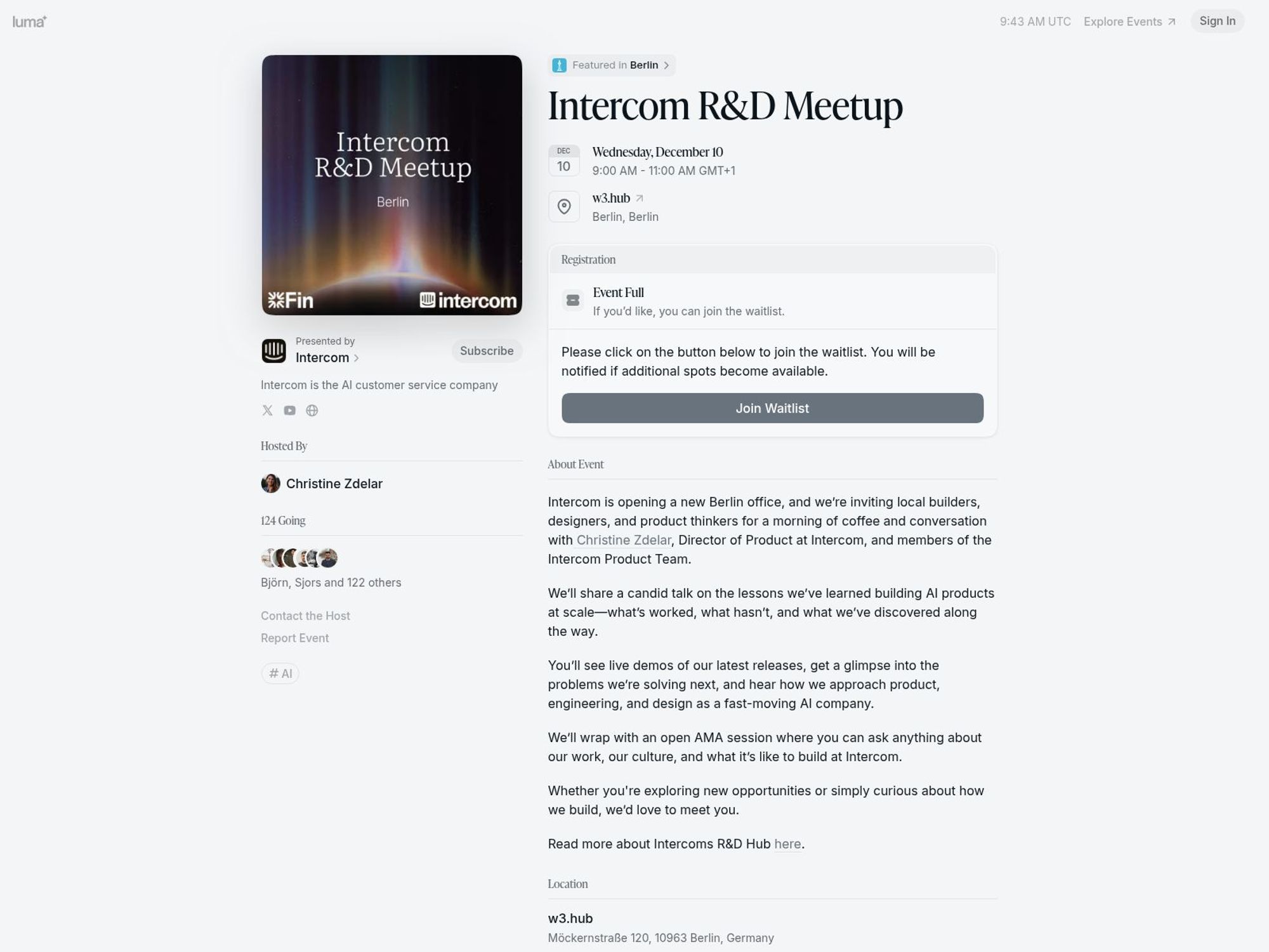 Intercom R&D Meetup website