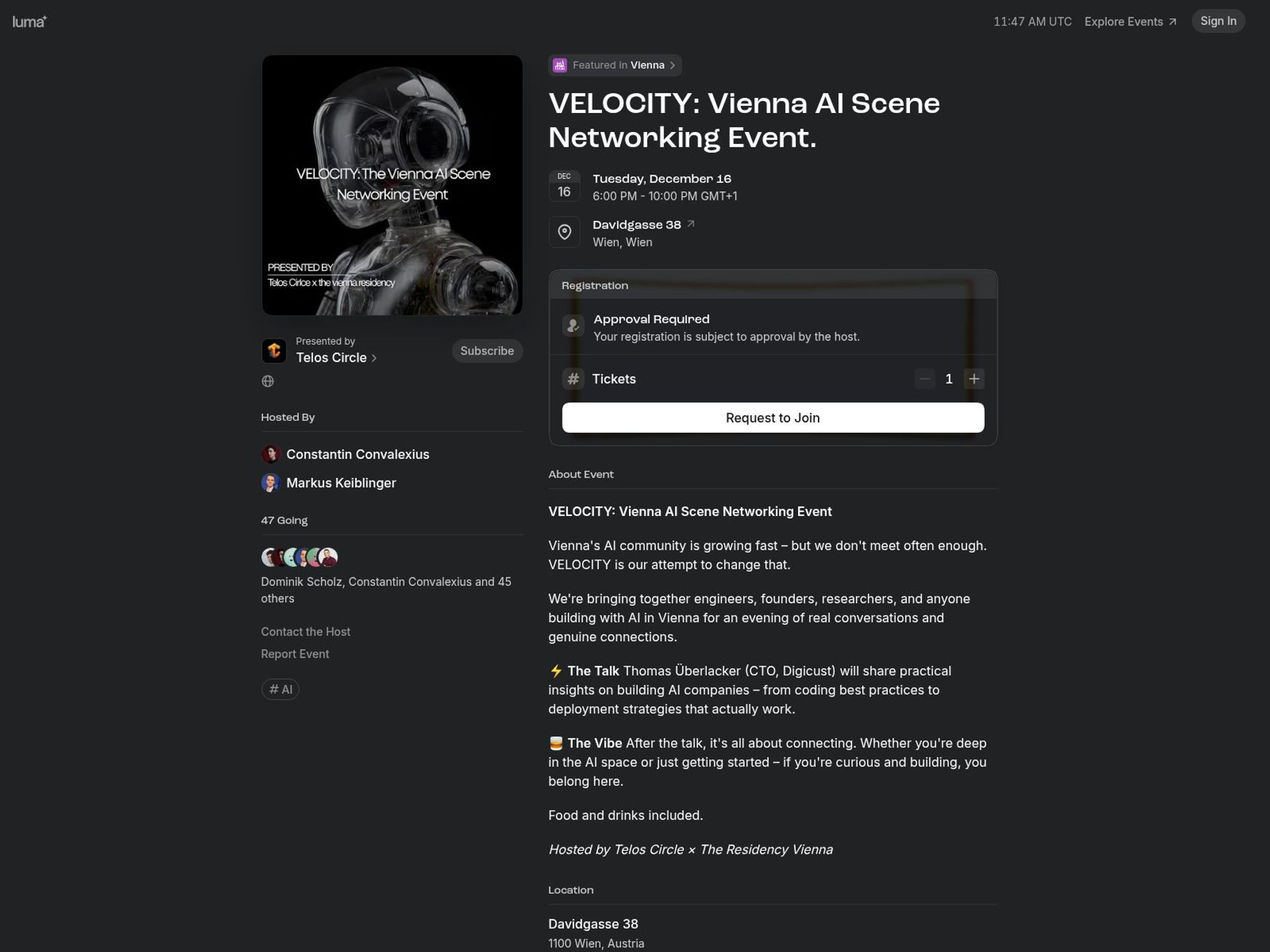 VELOCITY: Vienna AI Scene Networking Event. website
