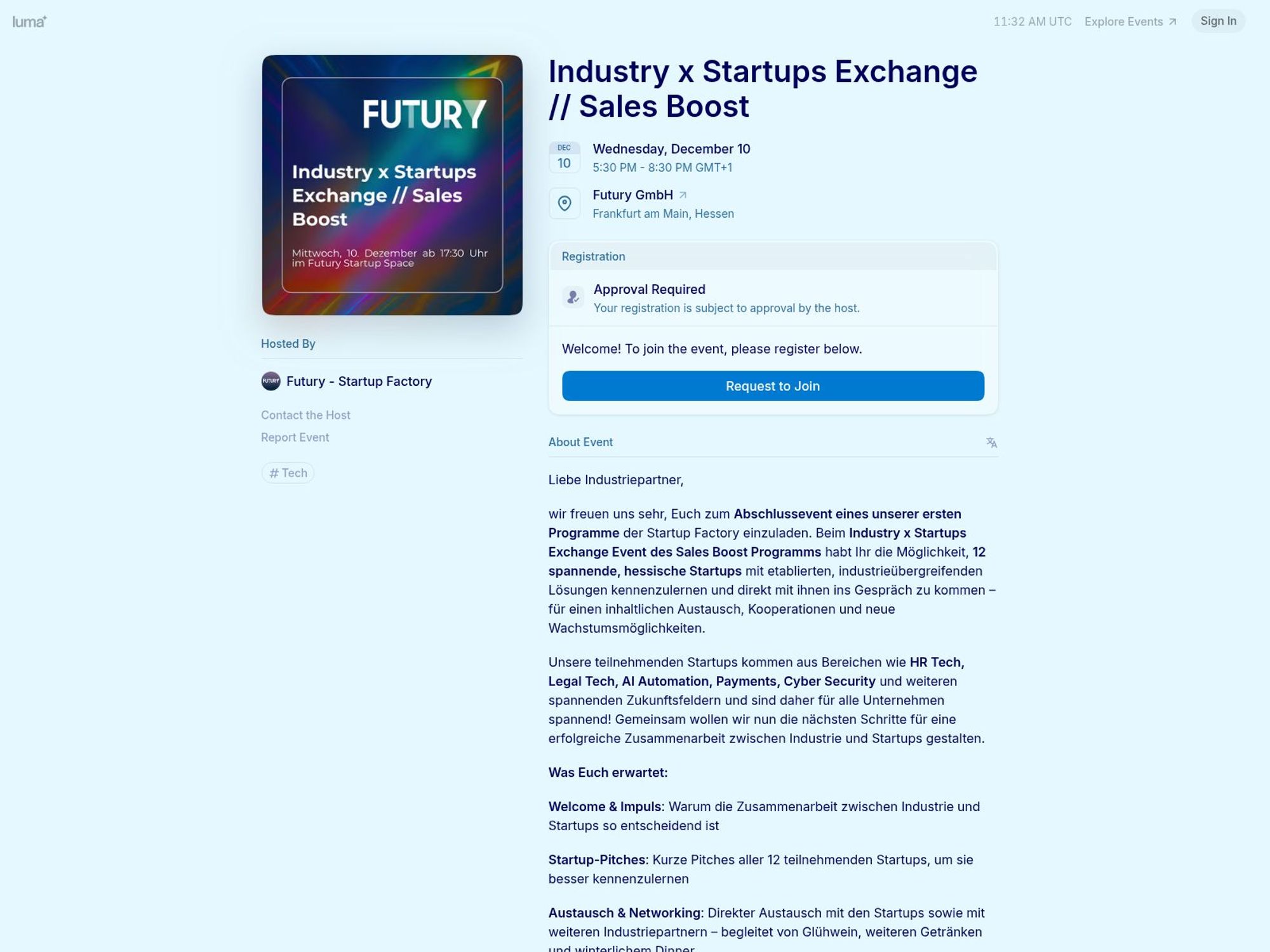 Industry x Startups Exchange // Sales Boost website