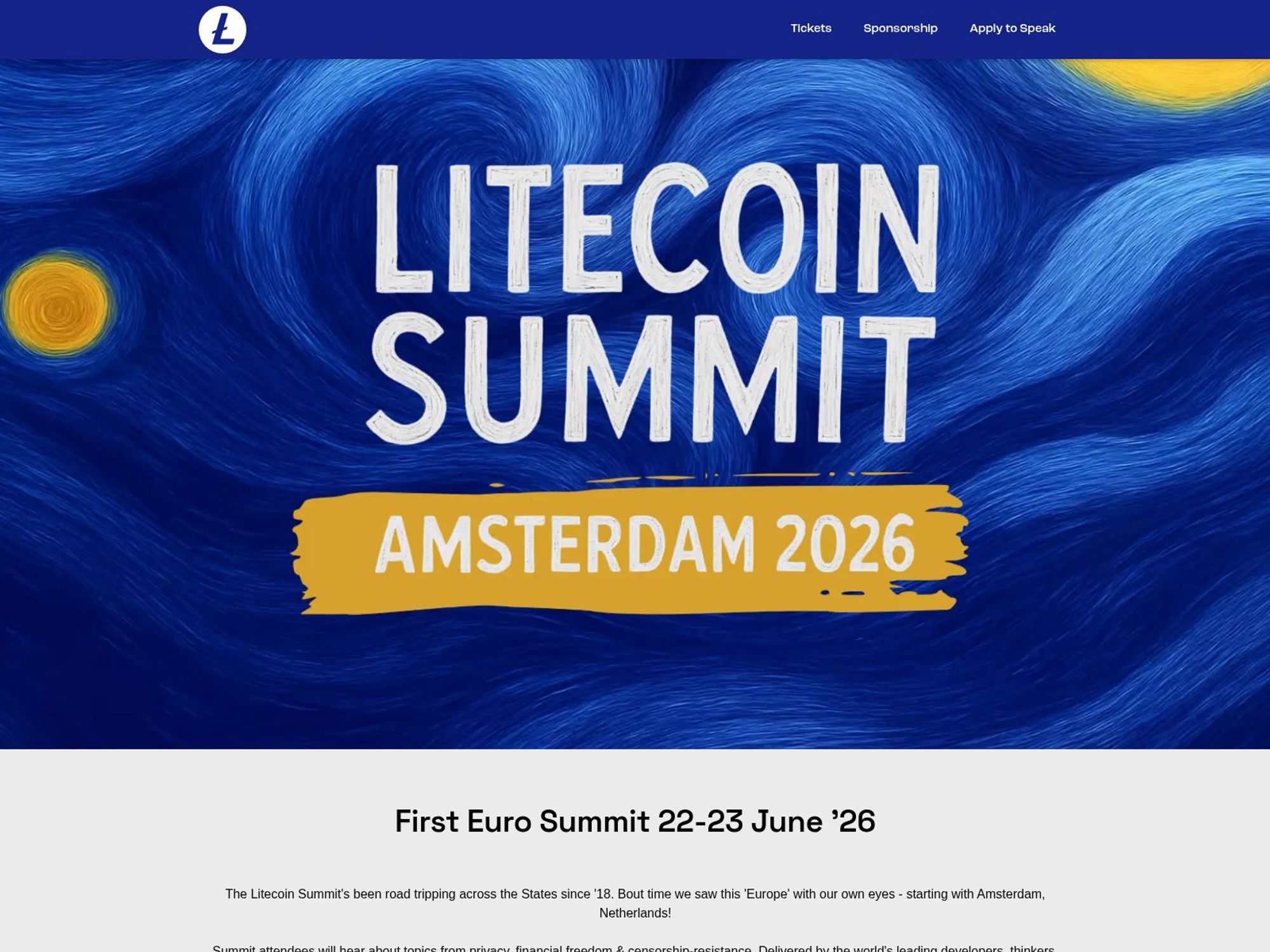 Litecoin Summit 2026 website