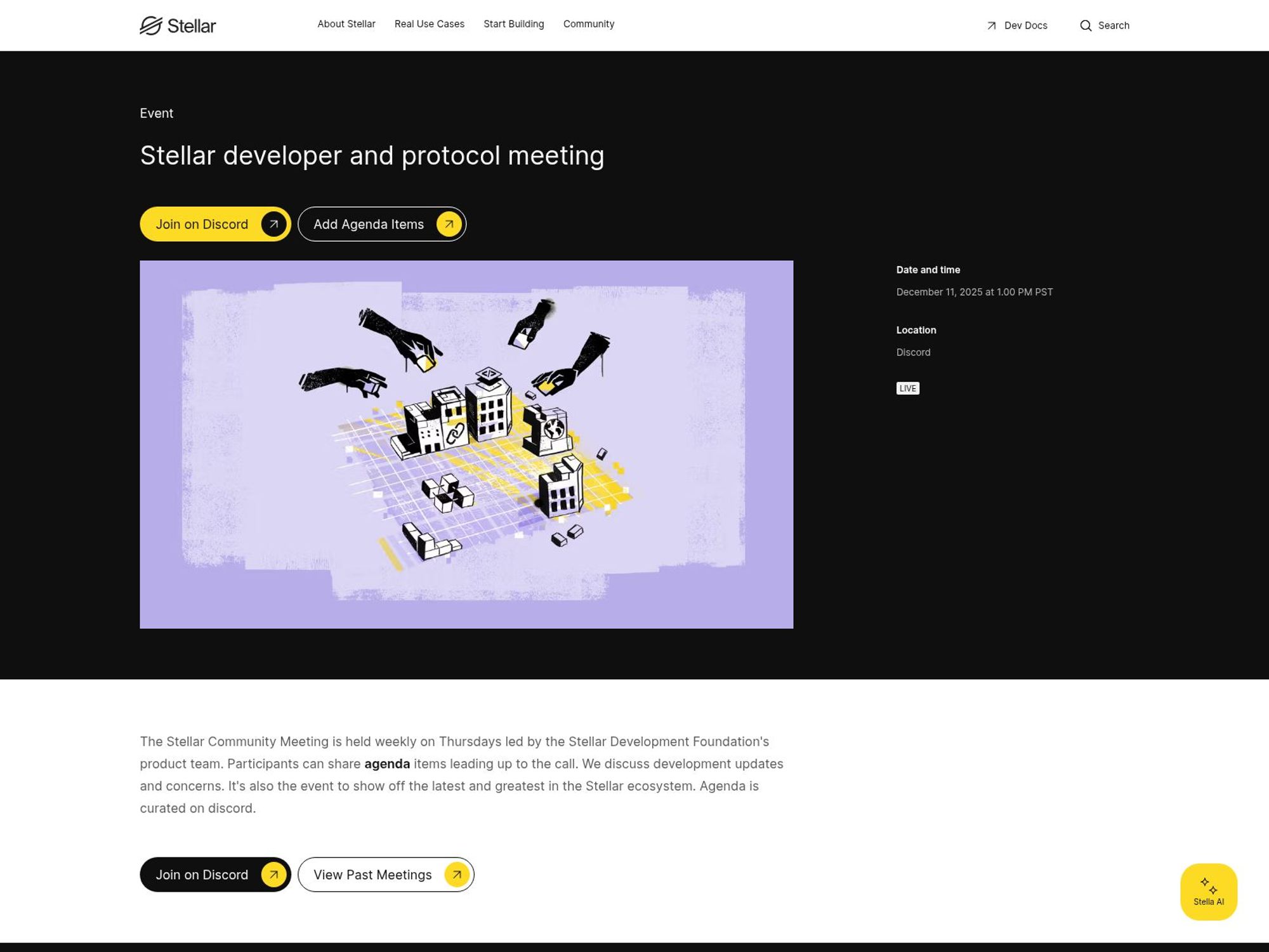 Stellar developer and protocol meeting website