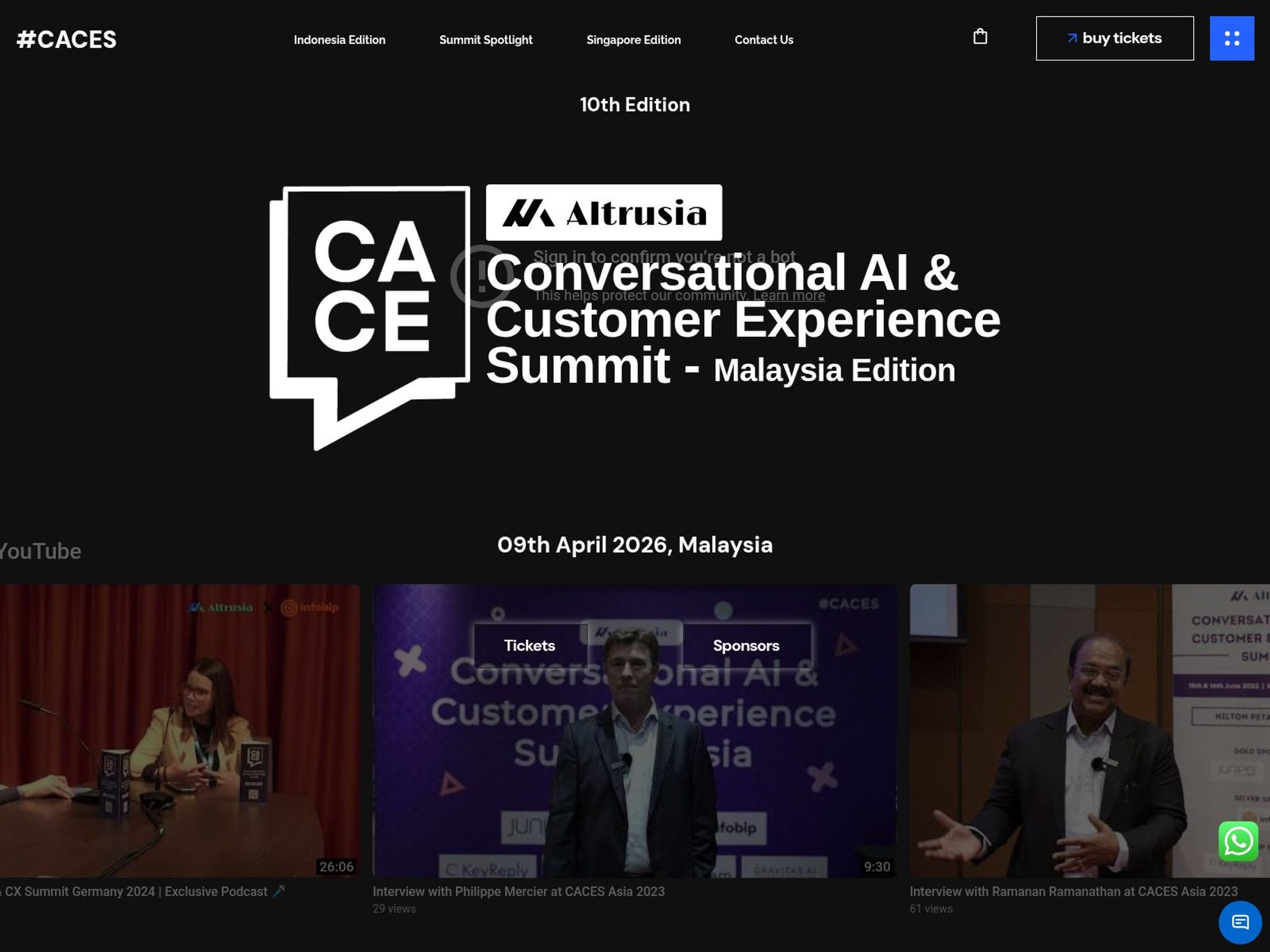 Conversational AI and Customer Experience Summit website