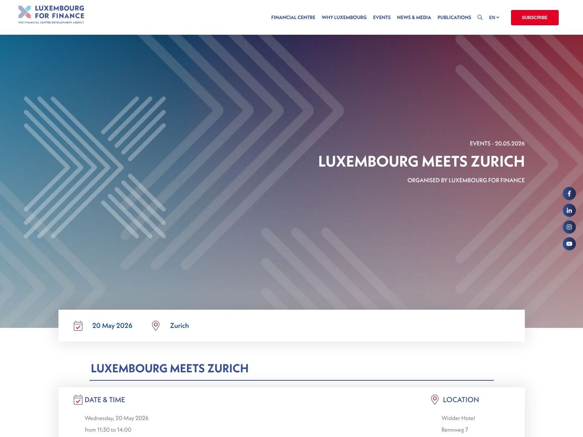 Zurich Networking Reception website