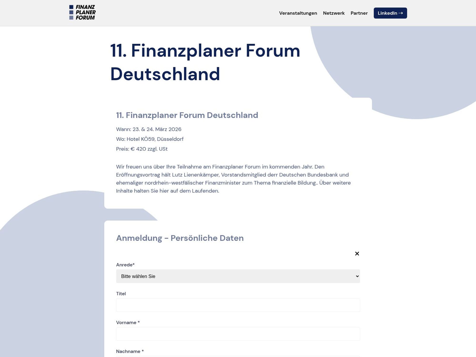 11. Finanzplaner Forum Deutschland website
