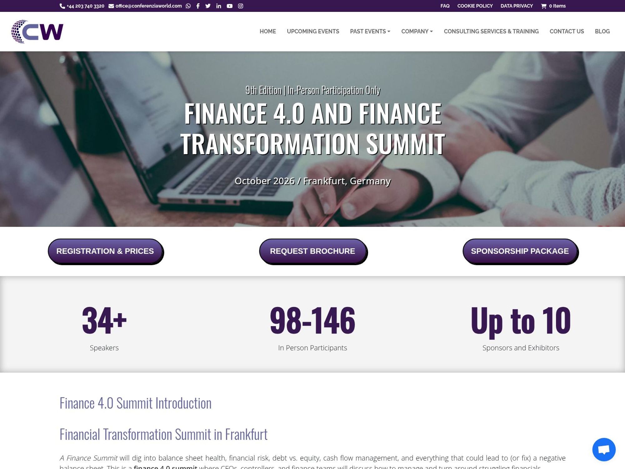 Finance 4.0 and Finance Transformation Summit website