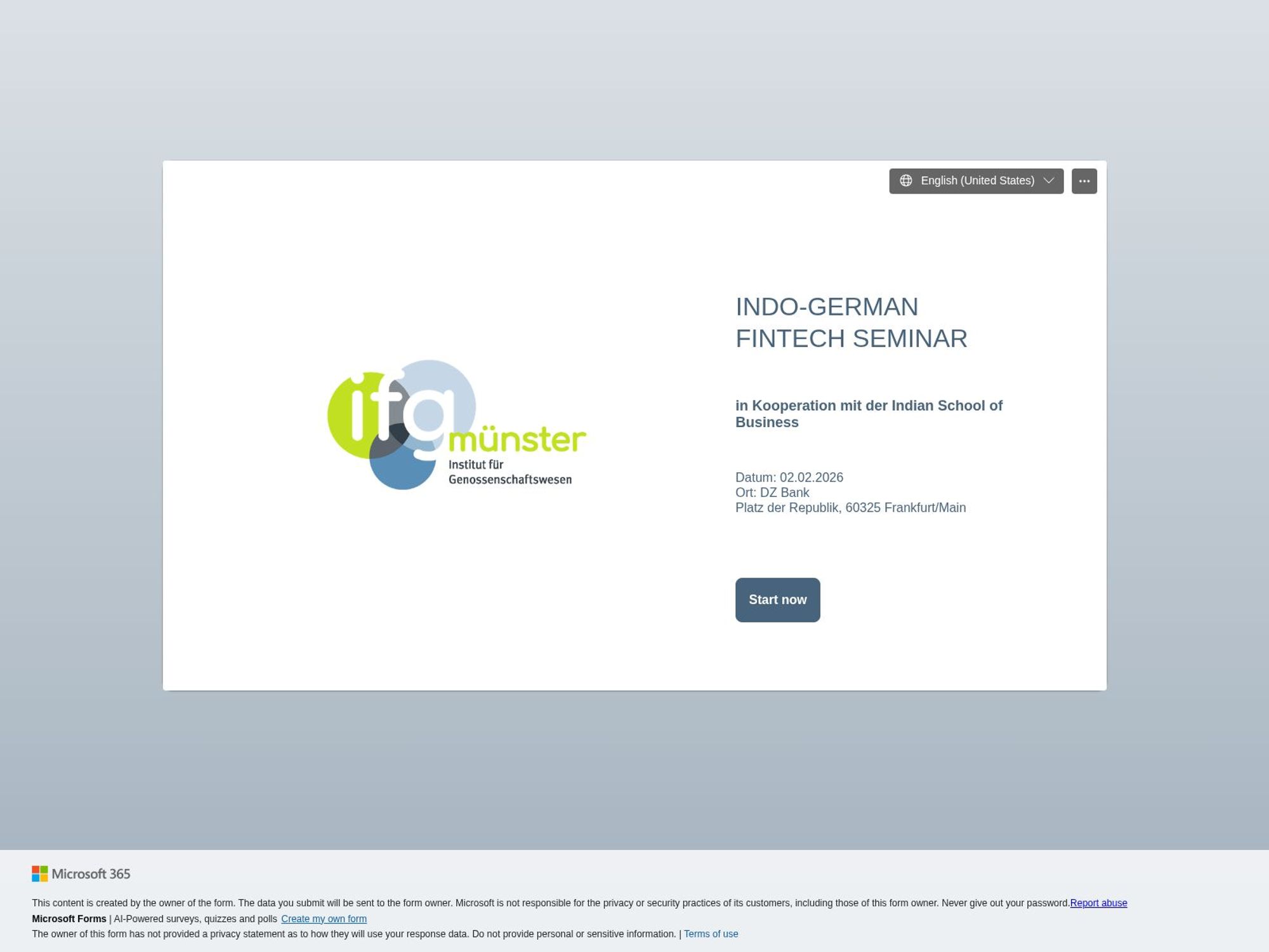 Indo-German Fintech Seminar website