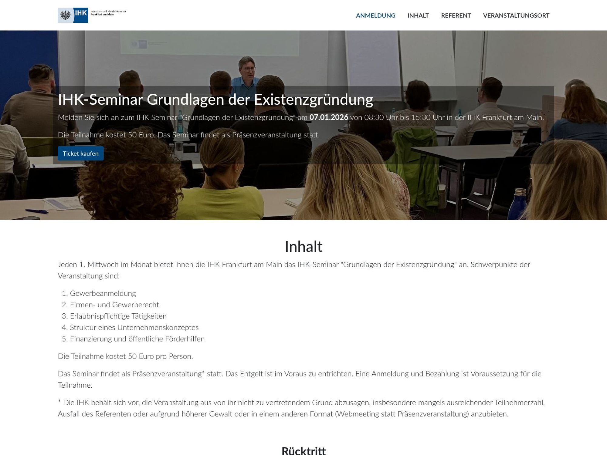 IHK-Seminar Grundlagen der Existenzgründung website