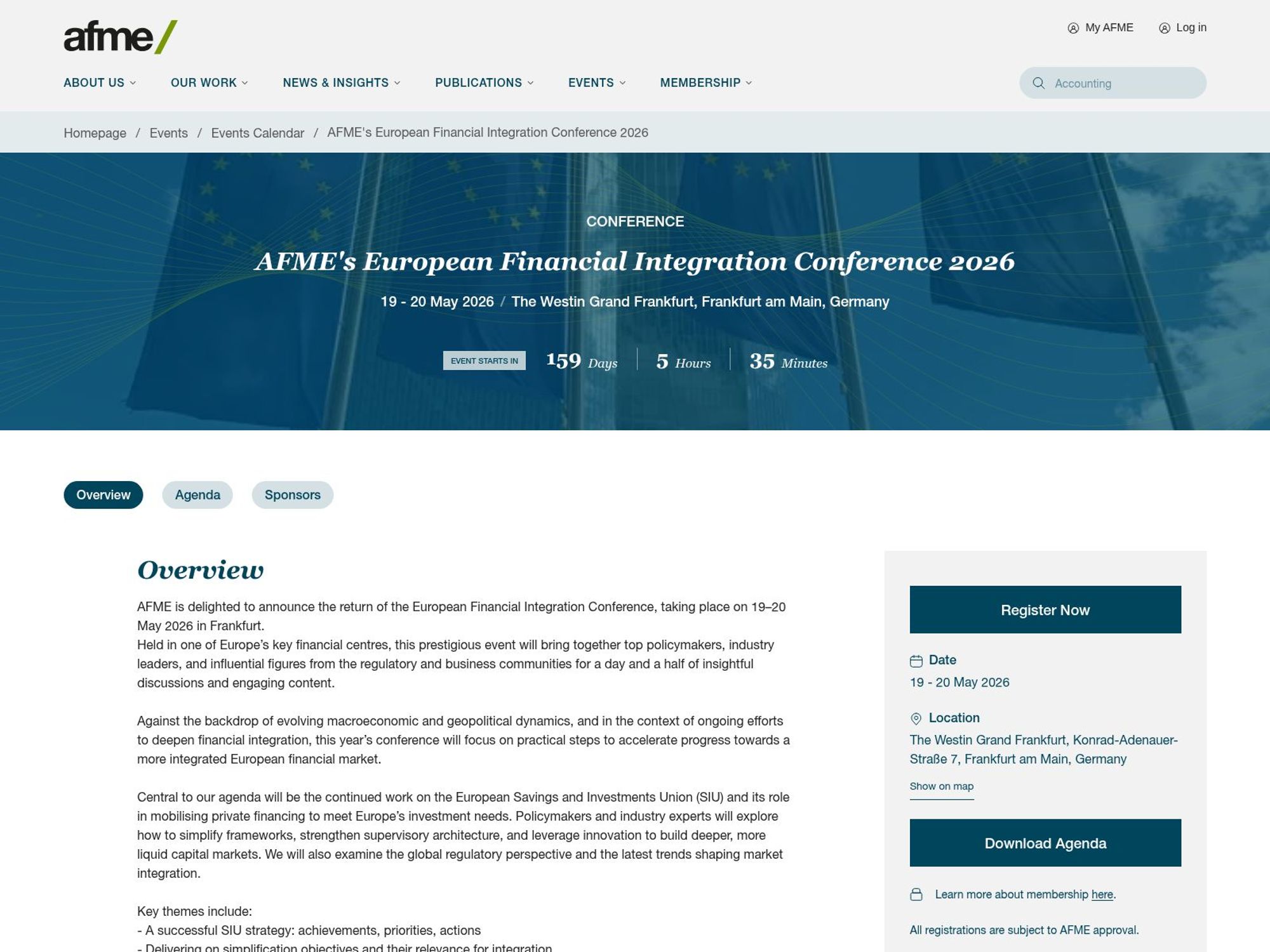 AFME’s European Financial Integration Conference 2026 website