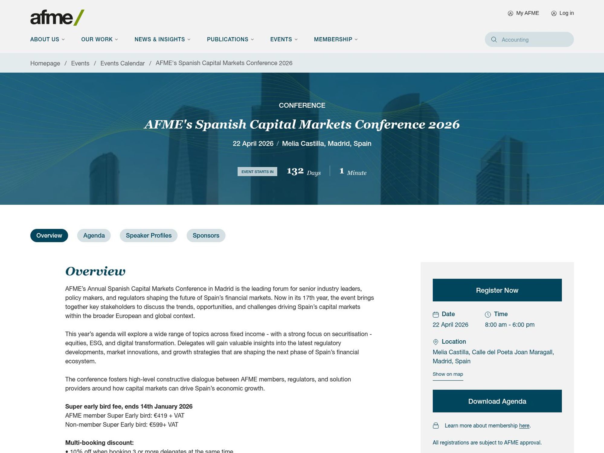 AFME's Spanish Capital Markets Conference 2026 website