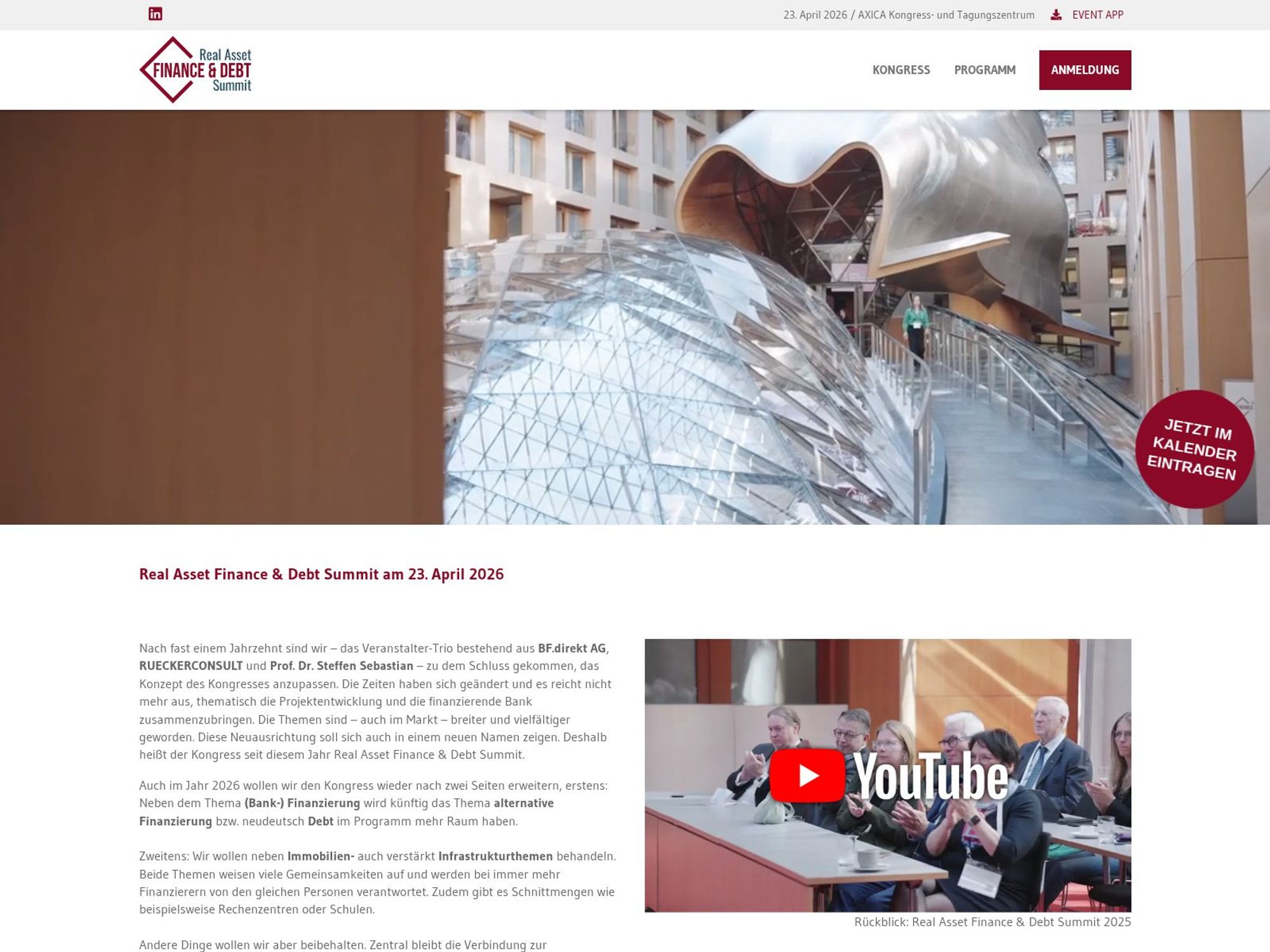 Real Asset Finance & Debt Summit website