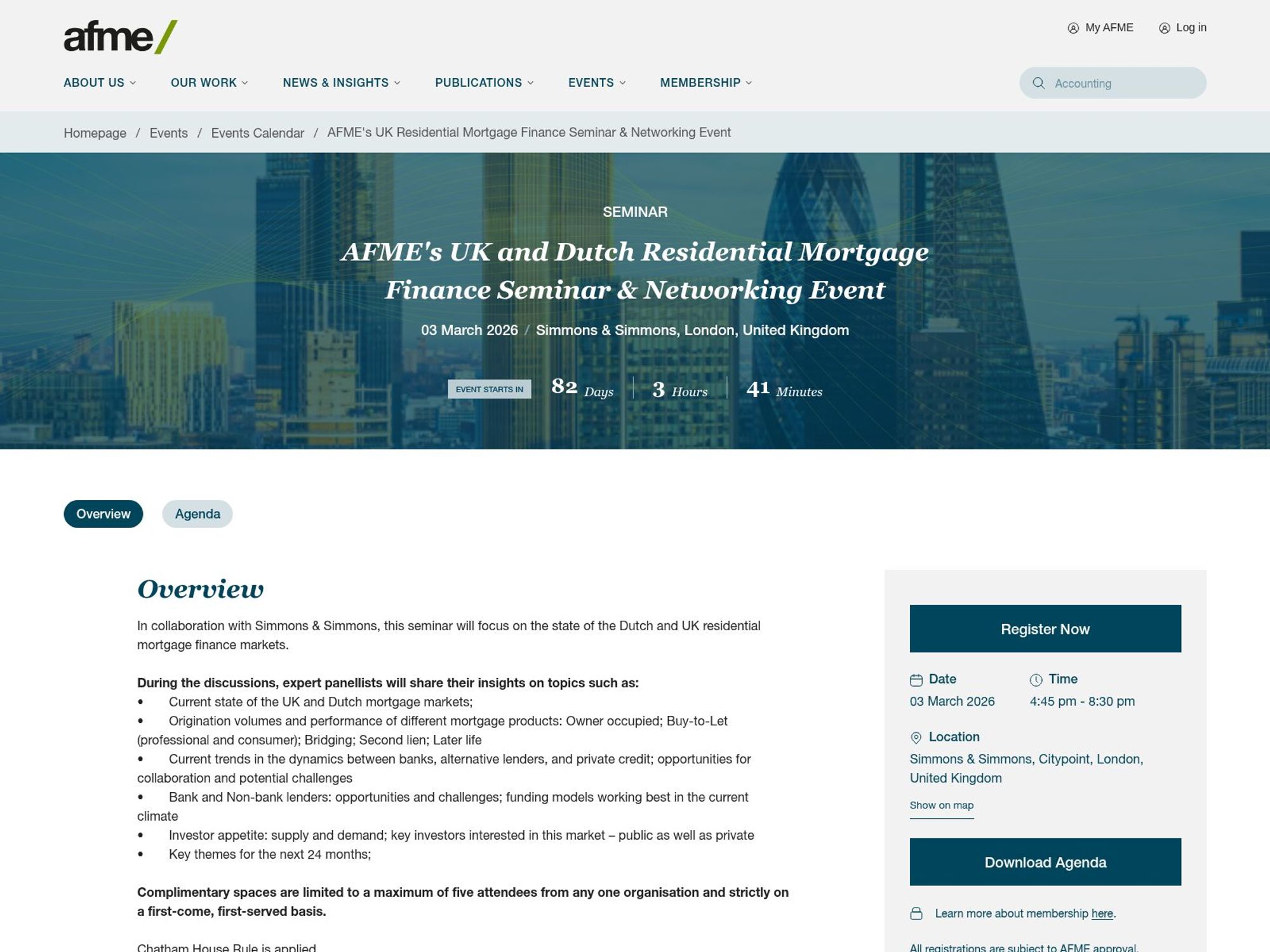 AFME's UK and Dutch Residential Mortgage Finance Seminar & Networking Event website