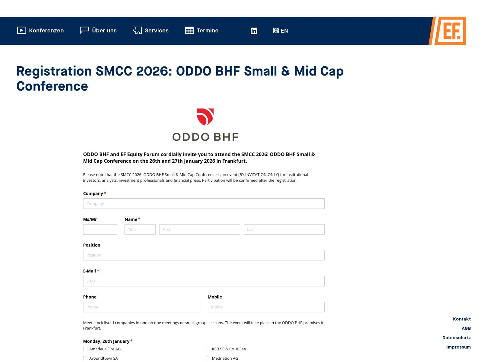 SMCC 2026: ODDO BHF Small & Mid Cap Conference website