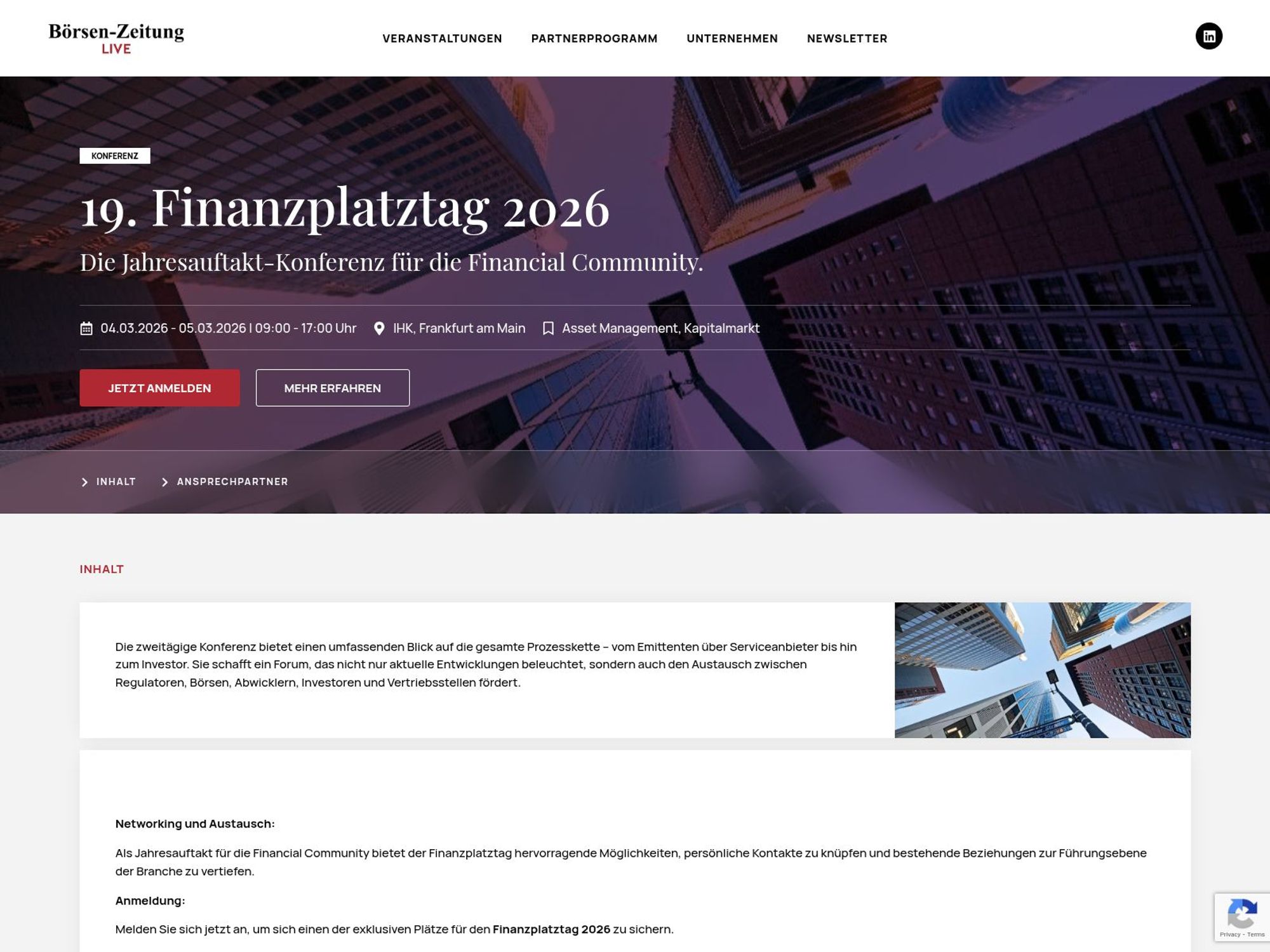 19. Finanzplatztag 2026 website