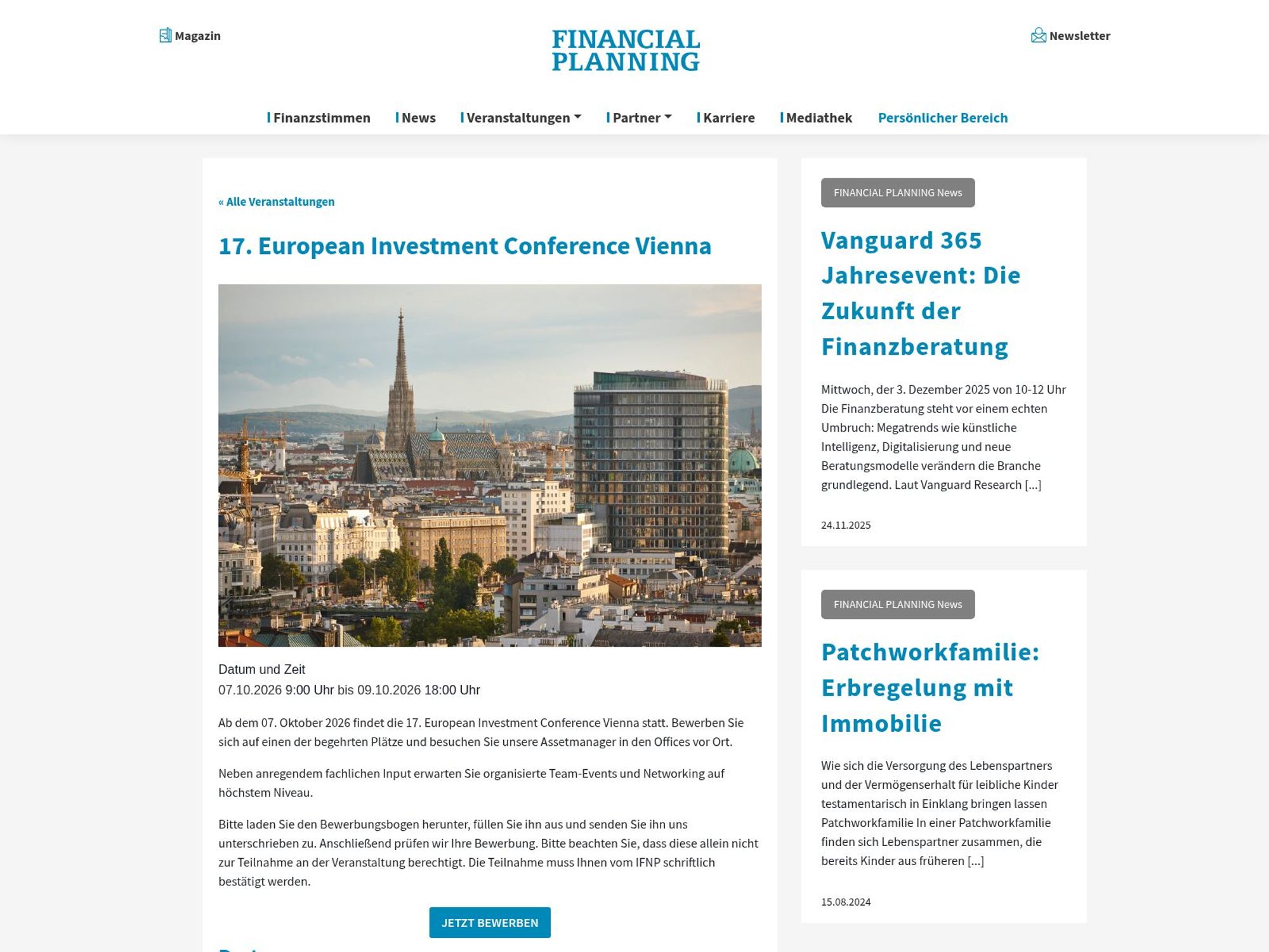 17. European Investment Conference Vienna screenshot