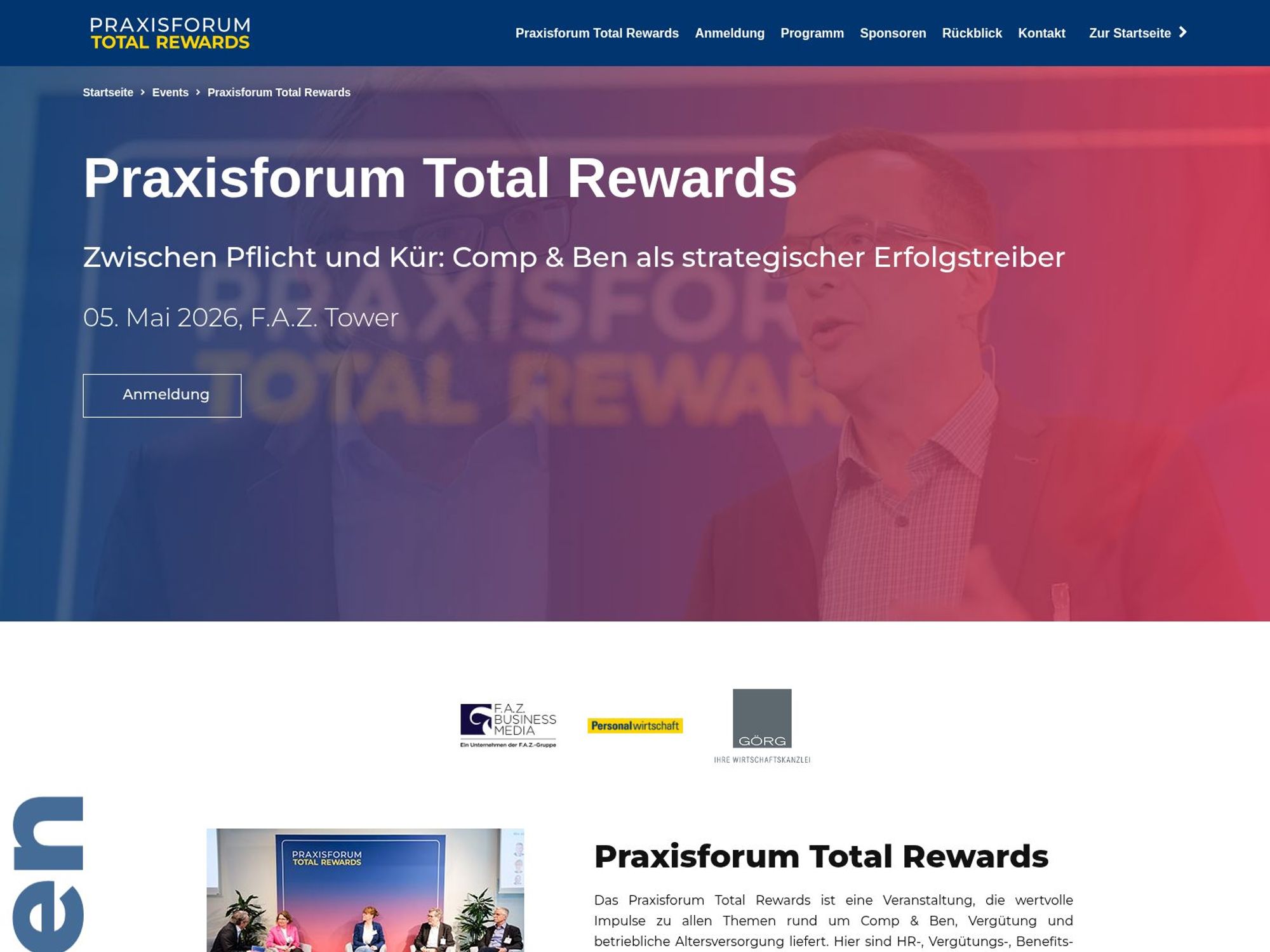 Praxisforum Total Rewards website