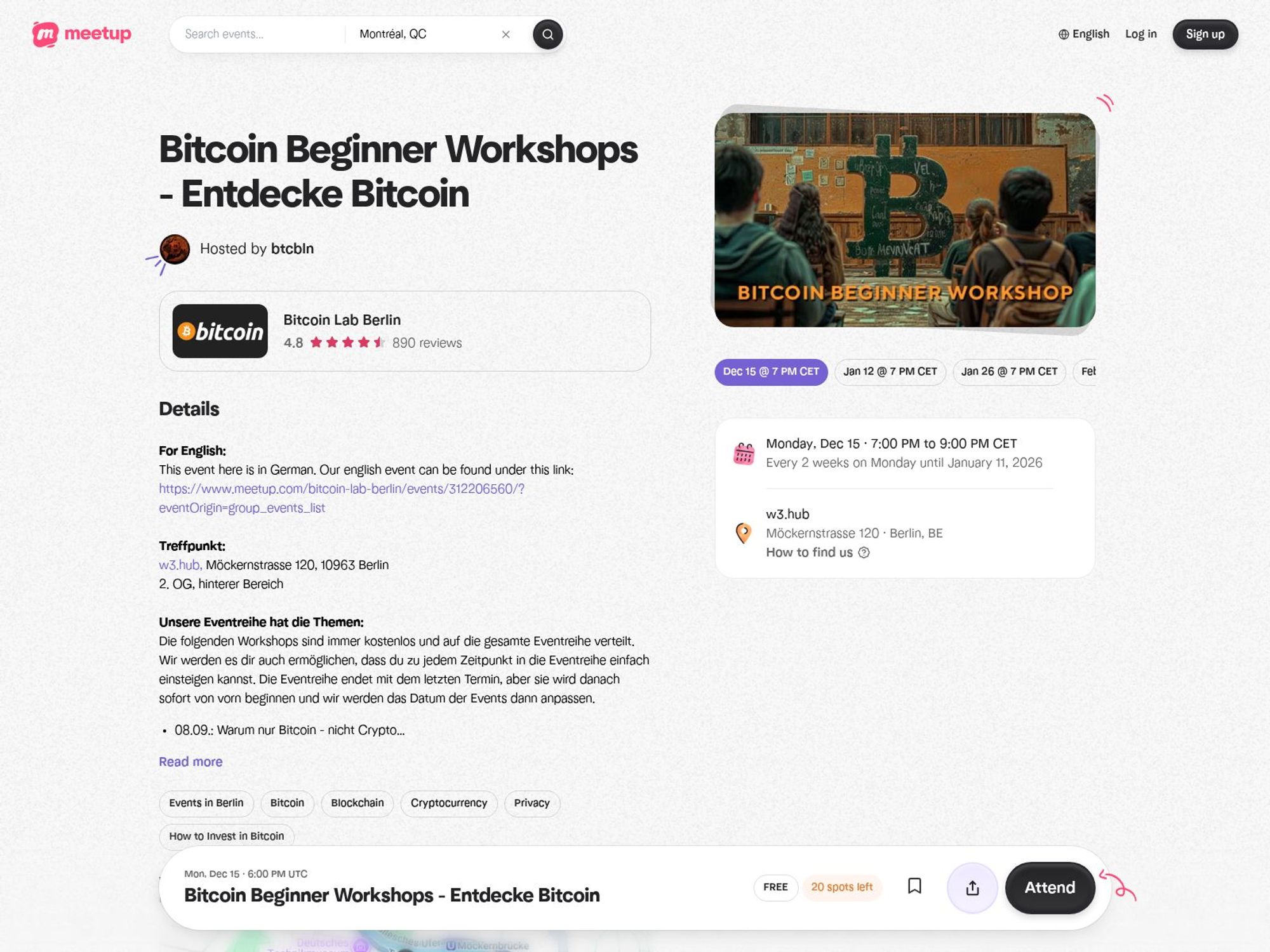 Bitcoin Beginner Workshops - Entdecke Bitcoin website