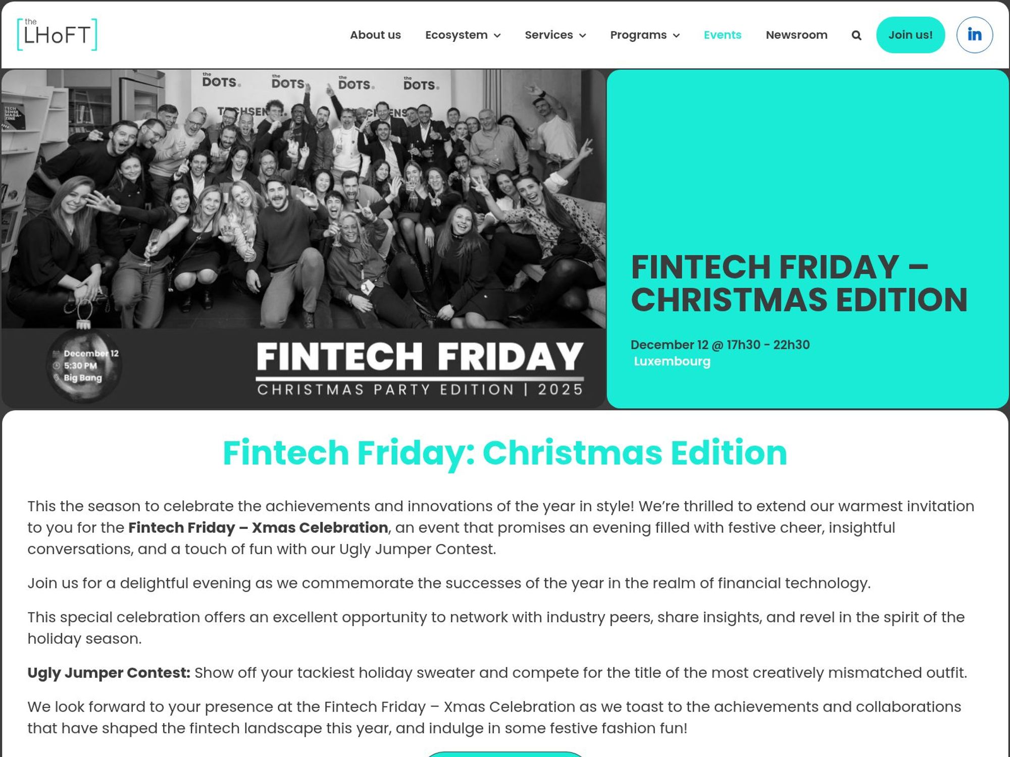 Fintech Friday: Christmas Edition website