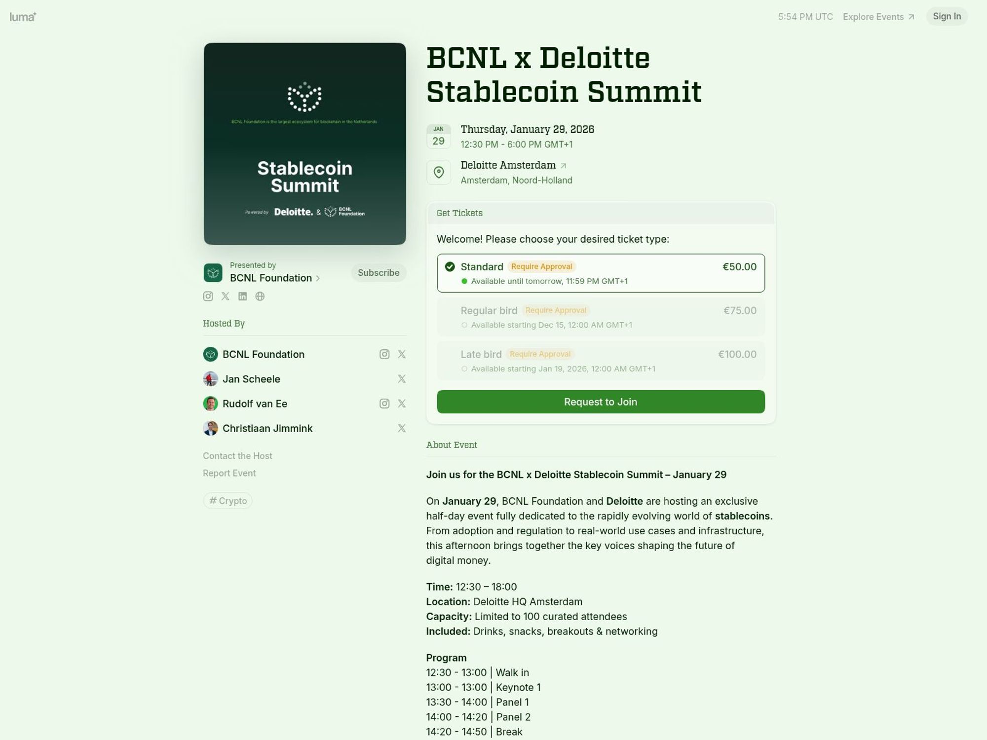 BCNL x Deloitte Stablecoin Summit website