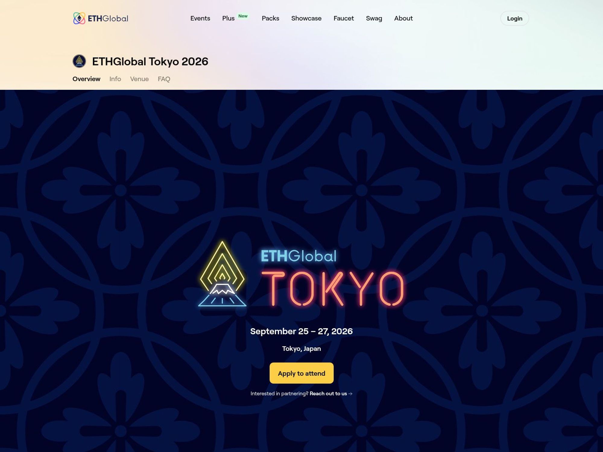 ETHGlobal Tokyo 2026 website