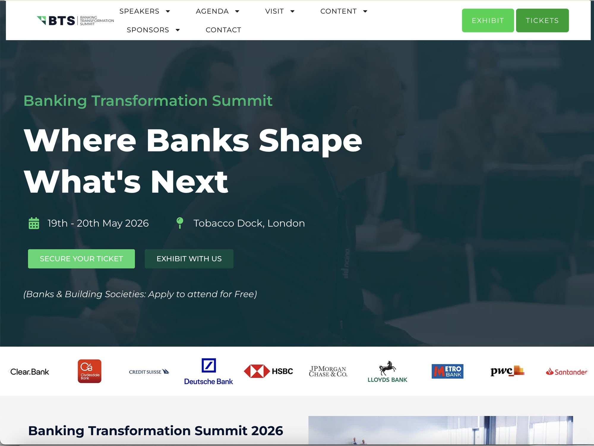 Banking Transformation Summit 2026 website
