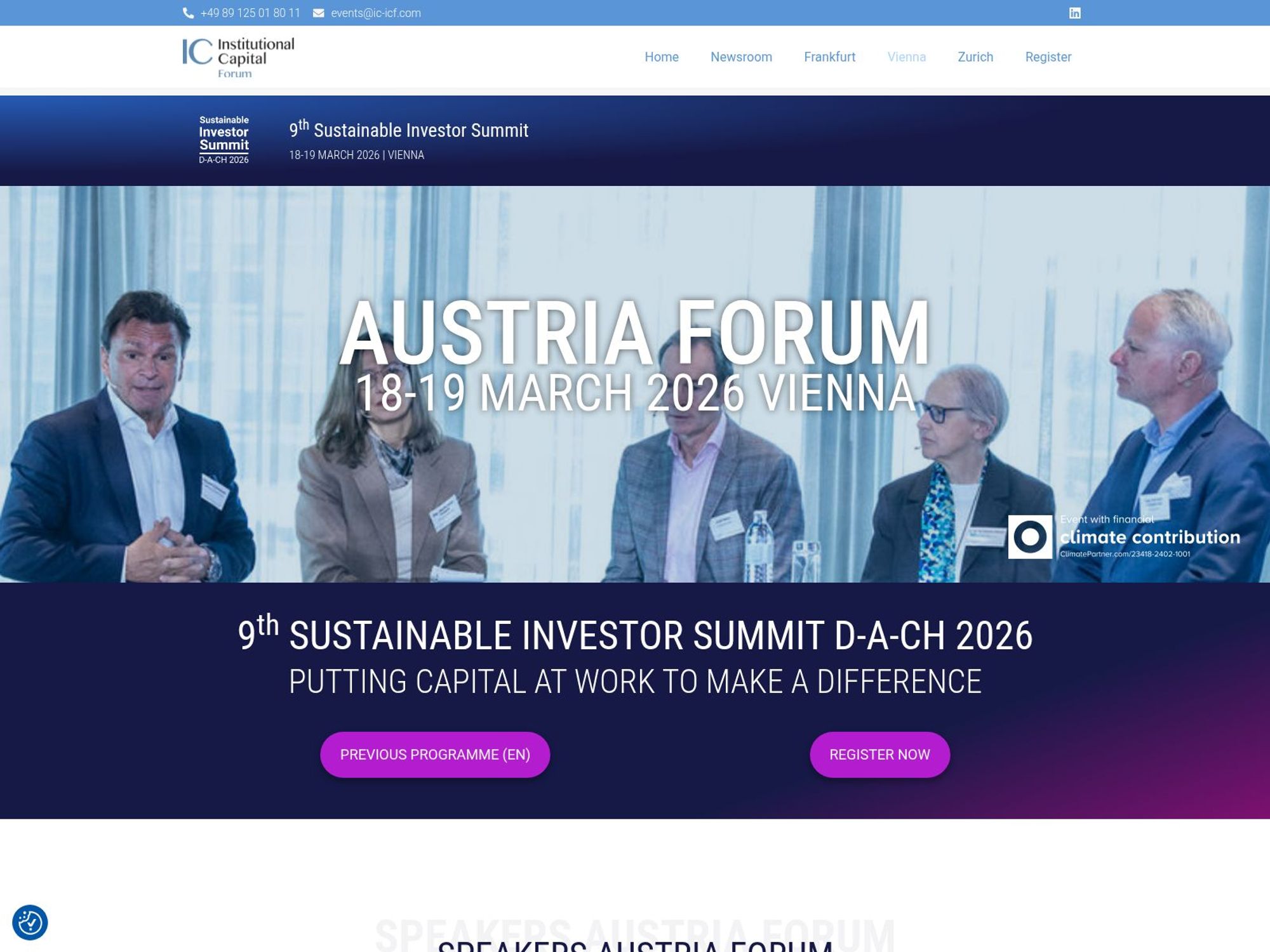 9th Sustainable Investor Summit D-A-CH 2026 - Austria Forum website