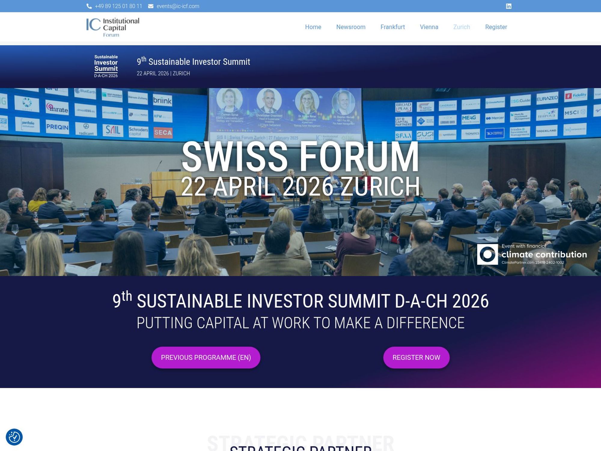 9th Sustainable Investor Summit D-A-CH 2026 - Swiss Forum website
