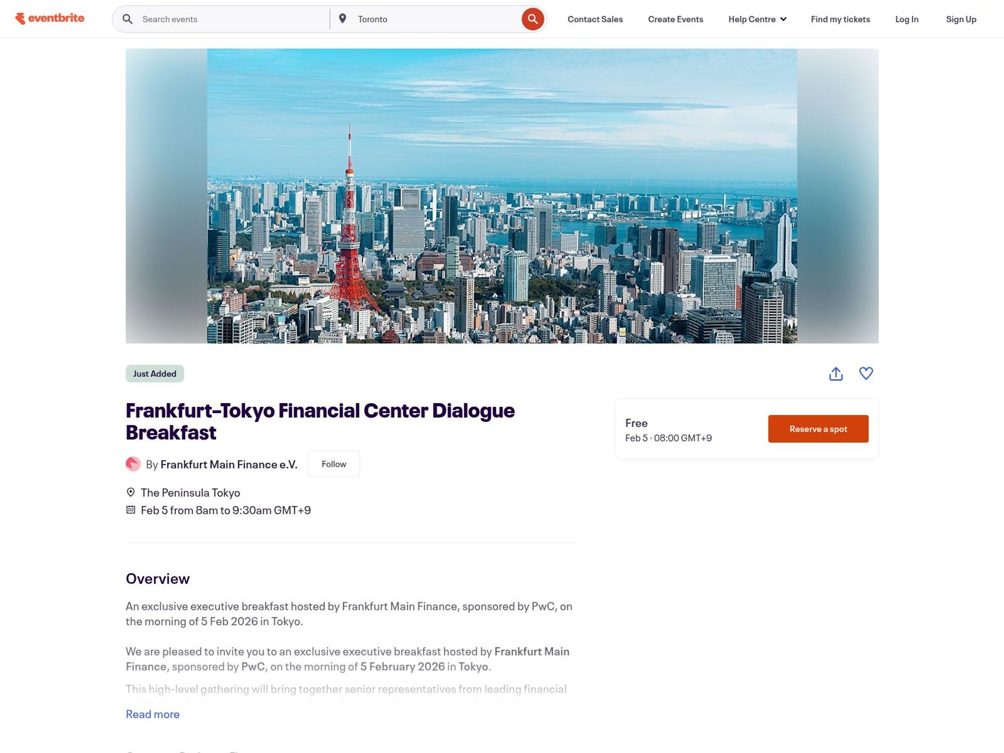 Frankfurt–Tokyo Financial Center Dialogue Breakfast website