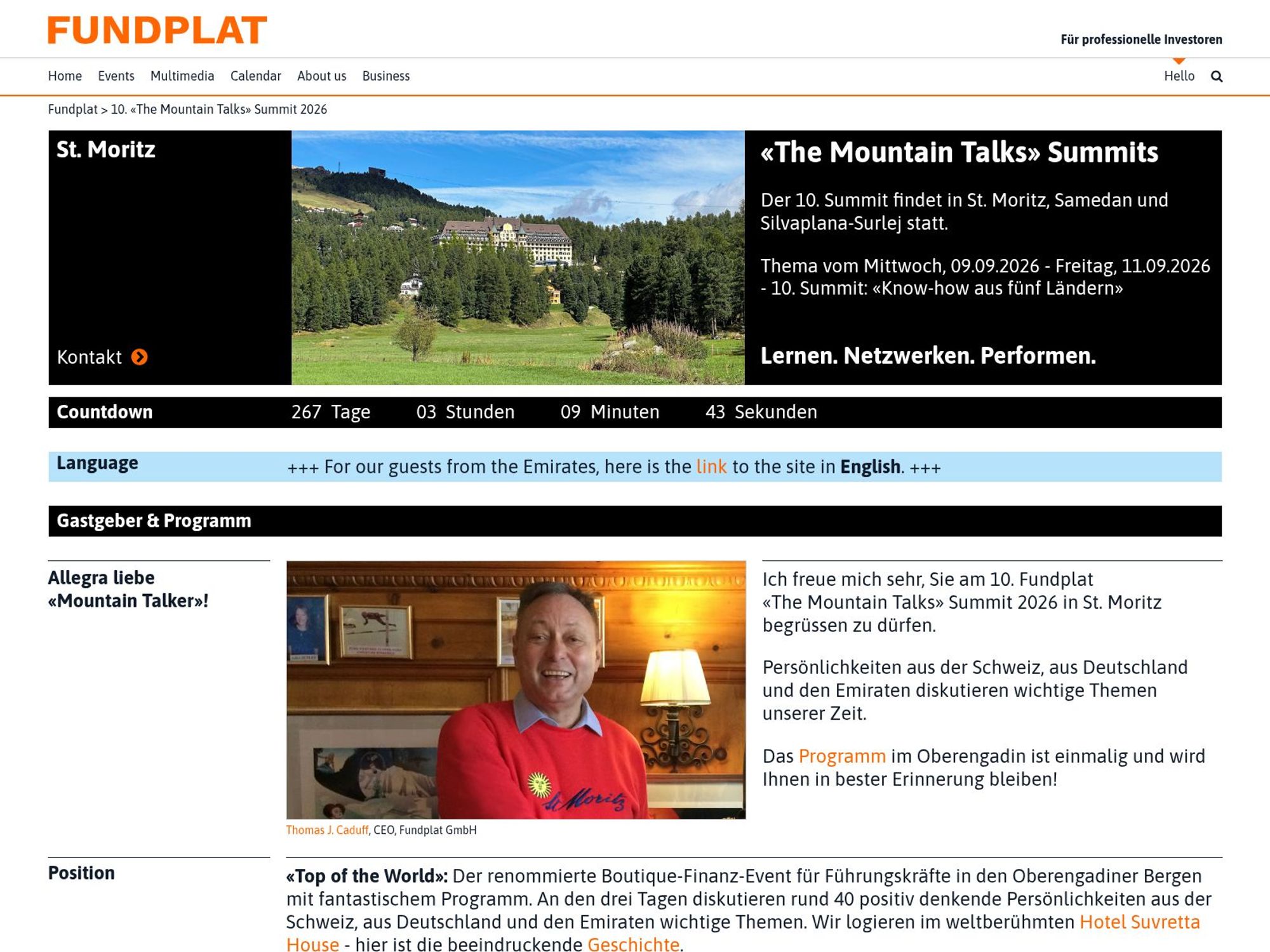 The Mountain Talk 10. Summit 2026 website