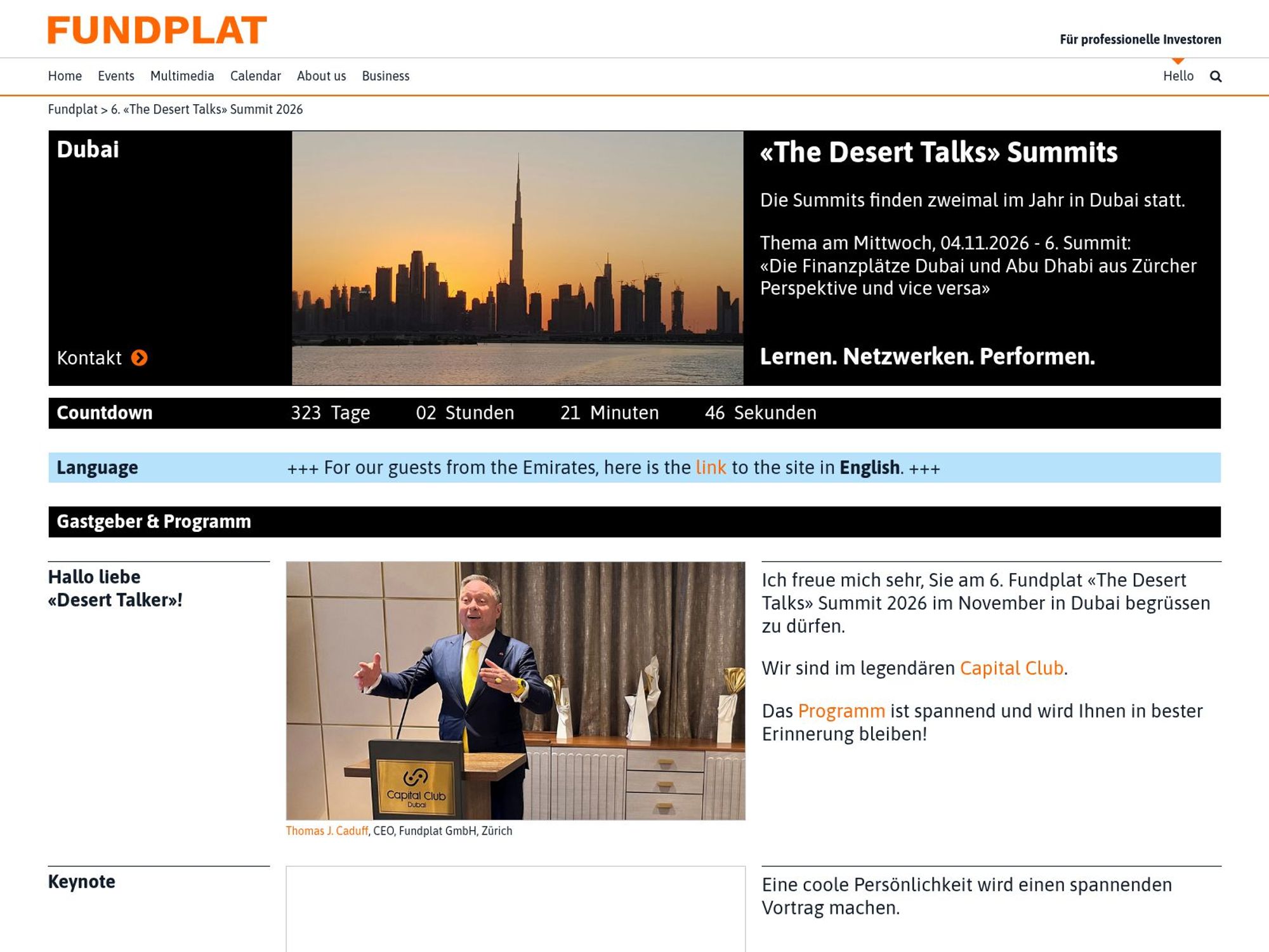 The Desert Talk 6. Summit 2026 website