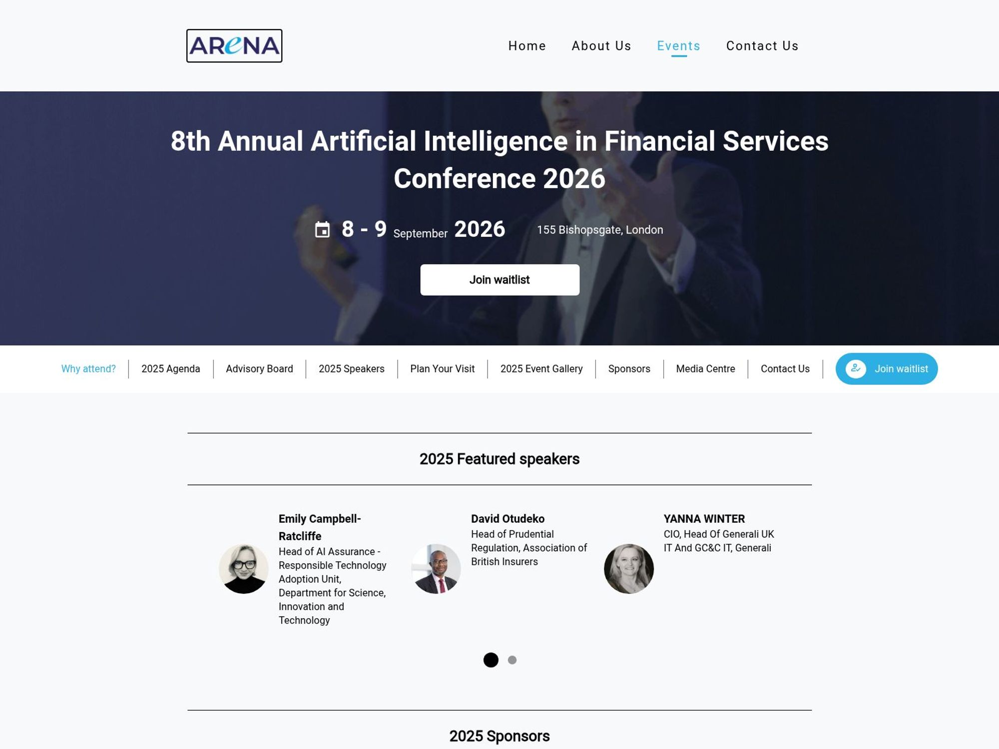 8th Annual Artificial Intelligence in Financial Services Conference website