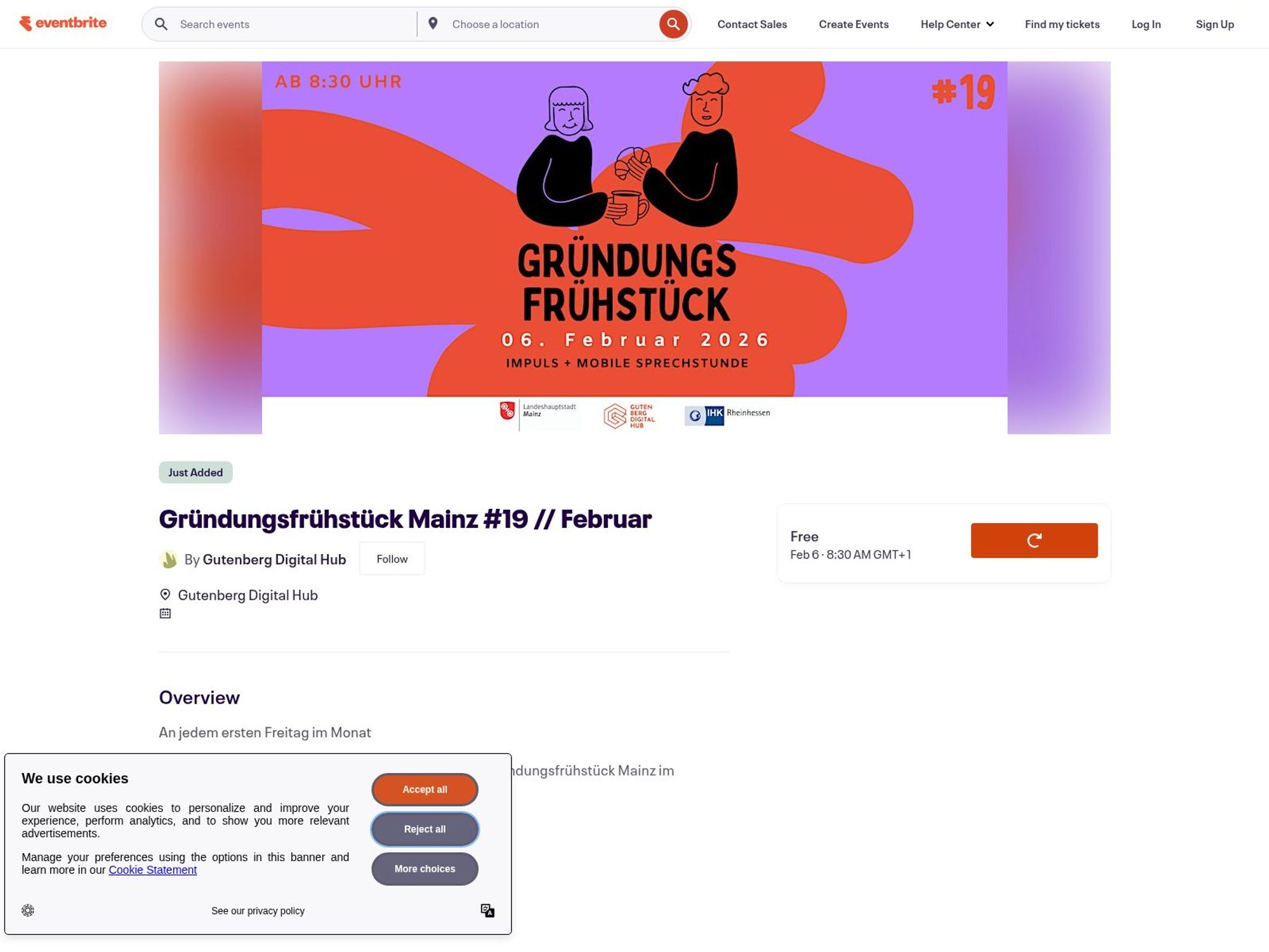 Gründungsfrühstück Mainz #19 // Februar website