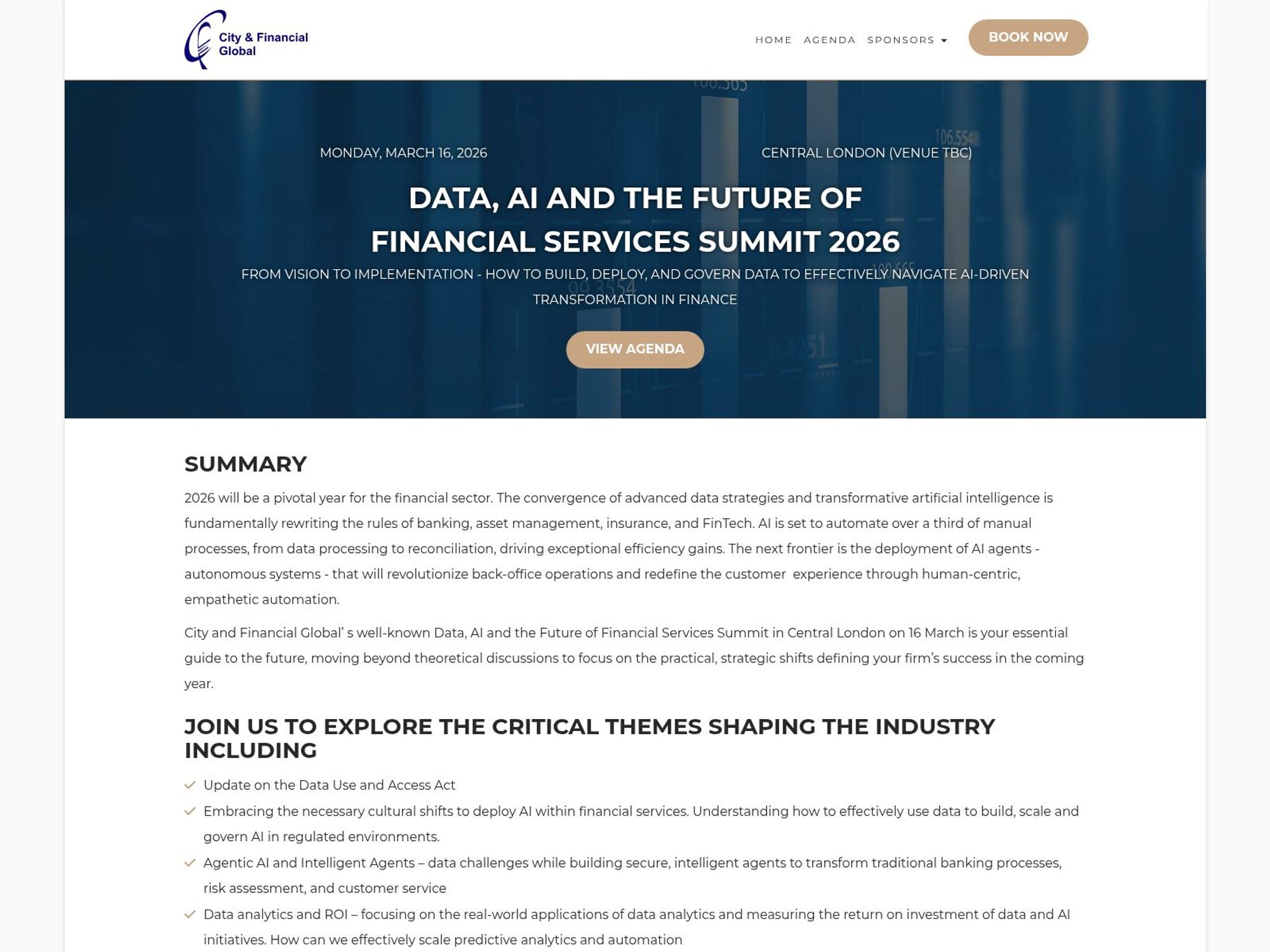 Data, AI and the Future of Financial Services summit 2026 website