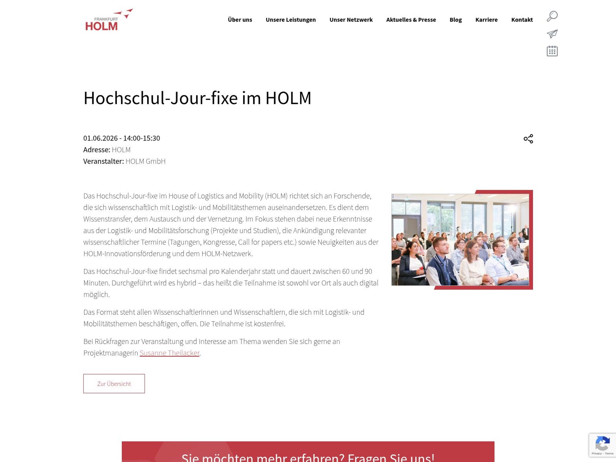 Hochschul Jour Fixe im HOLM website