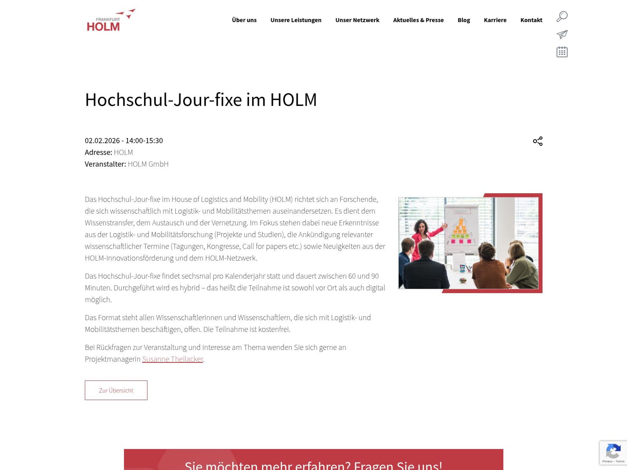 Hochschul Jour Fixe im HOLM website