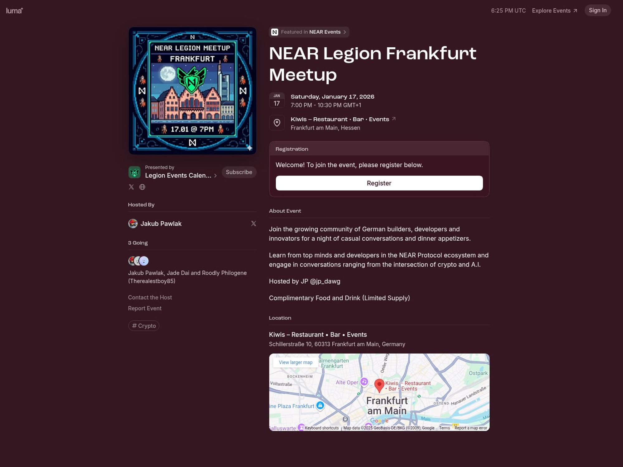 NEAR Legion Frankfurt Meetup website