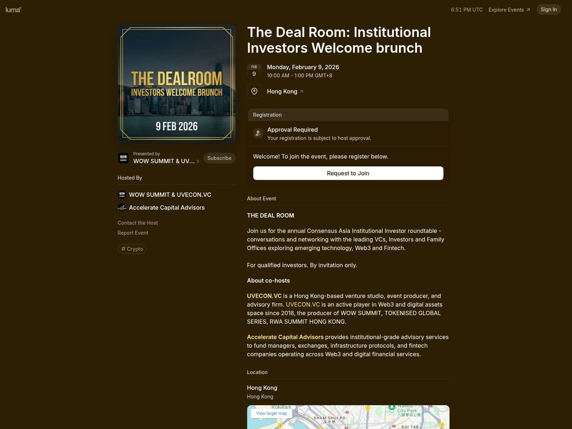 The Deal Room: Institutional Investors Welcome brunch website