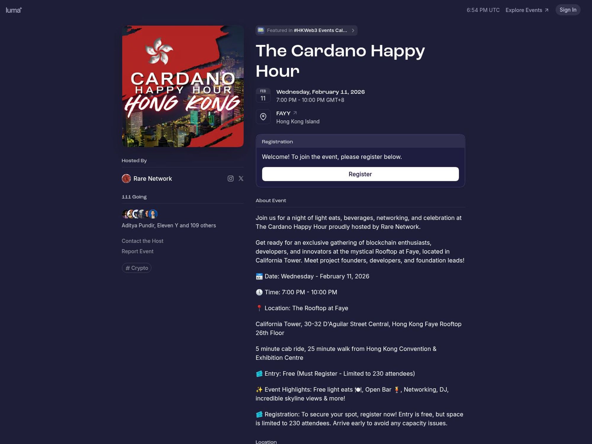 The Cardano Happy Hour website