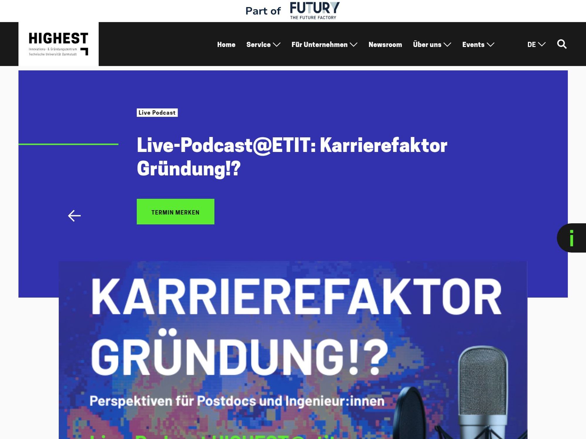 Live-Podcast@ETIT: Karrierefaktor Gründung!? website