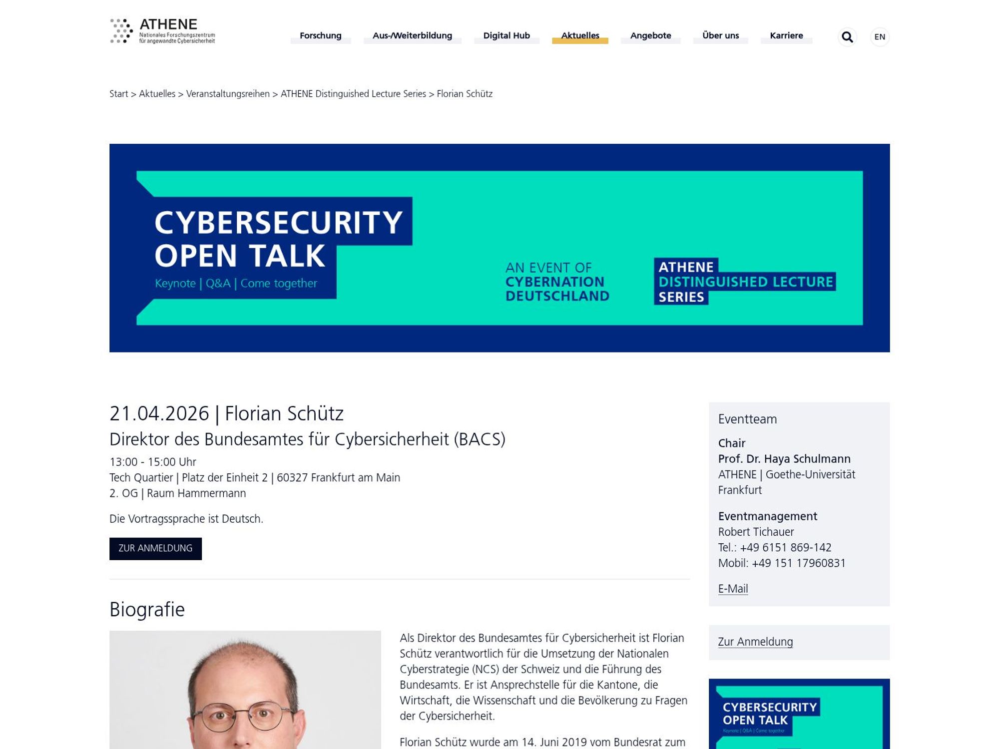Cybersecurity Open Talk: Florian Schütz (BACS) website