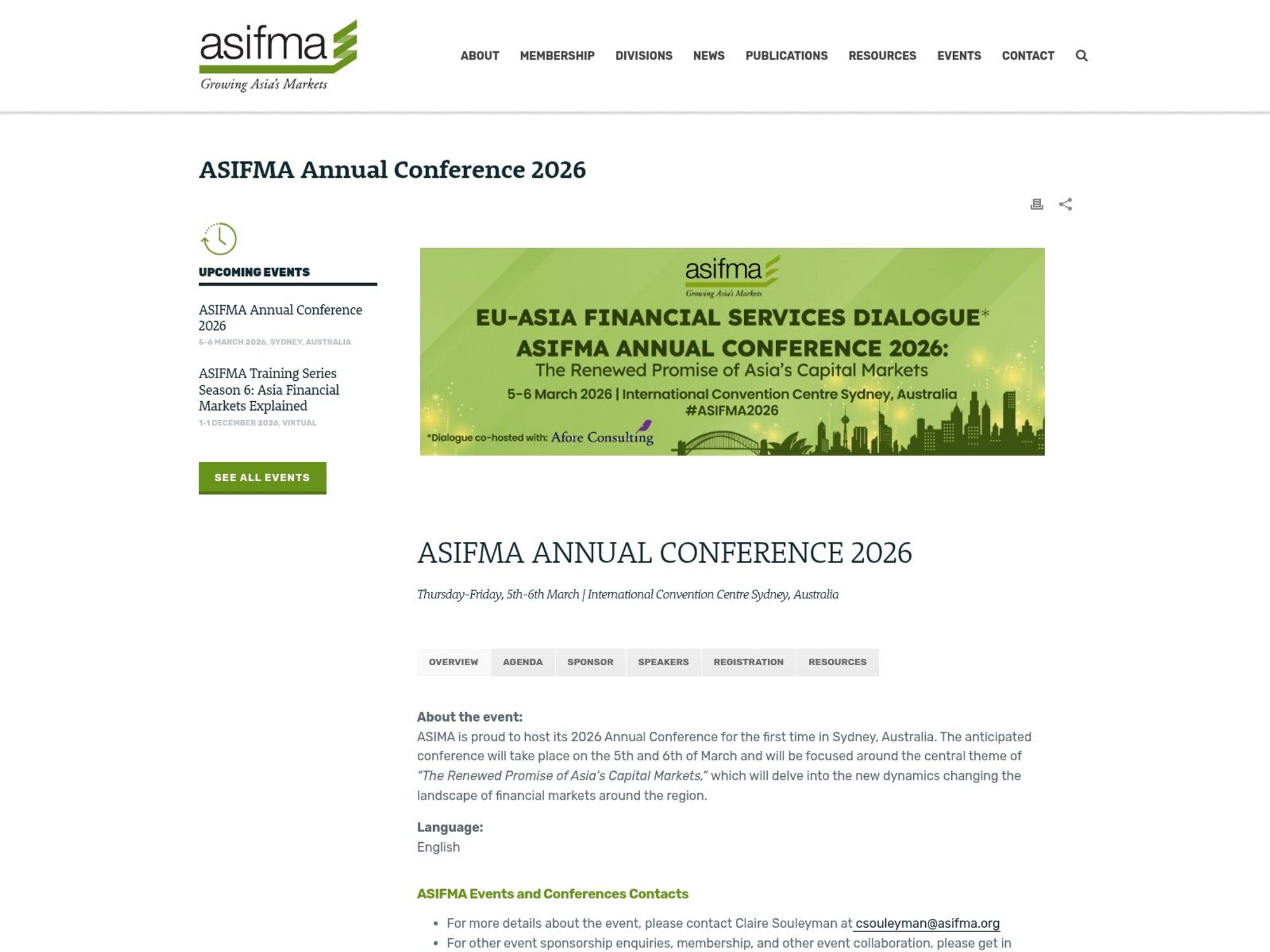 ASIFMA Annual Conference 2026 website