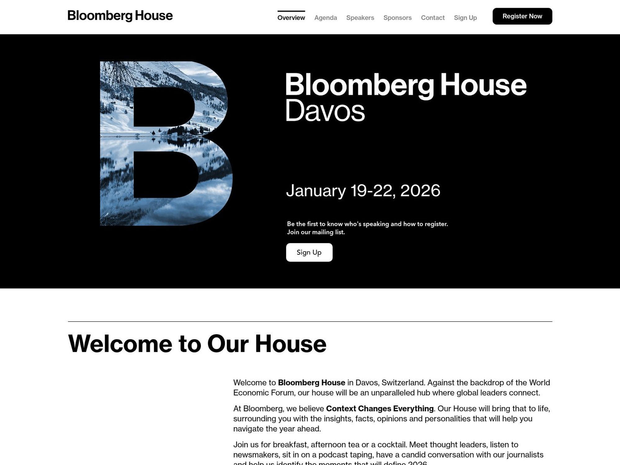Bloomberg House in Davos website