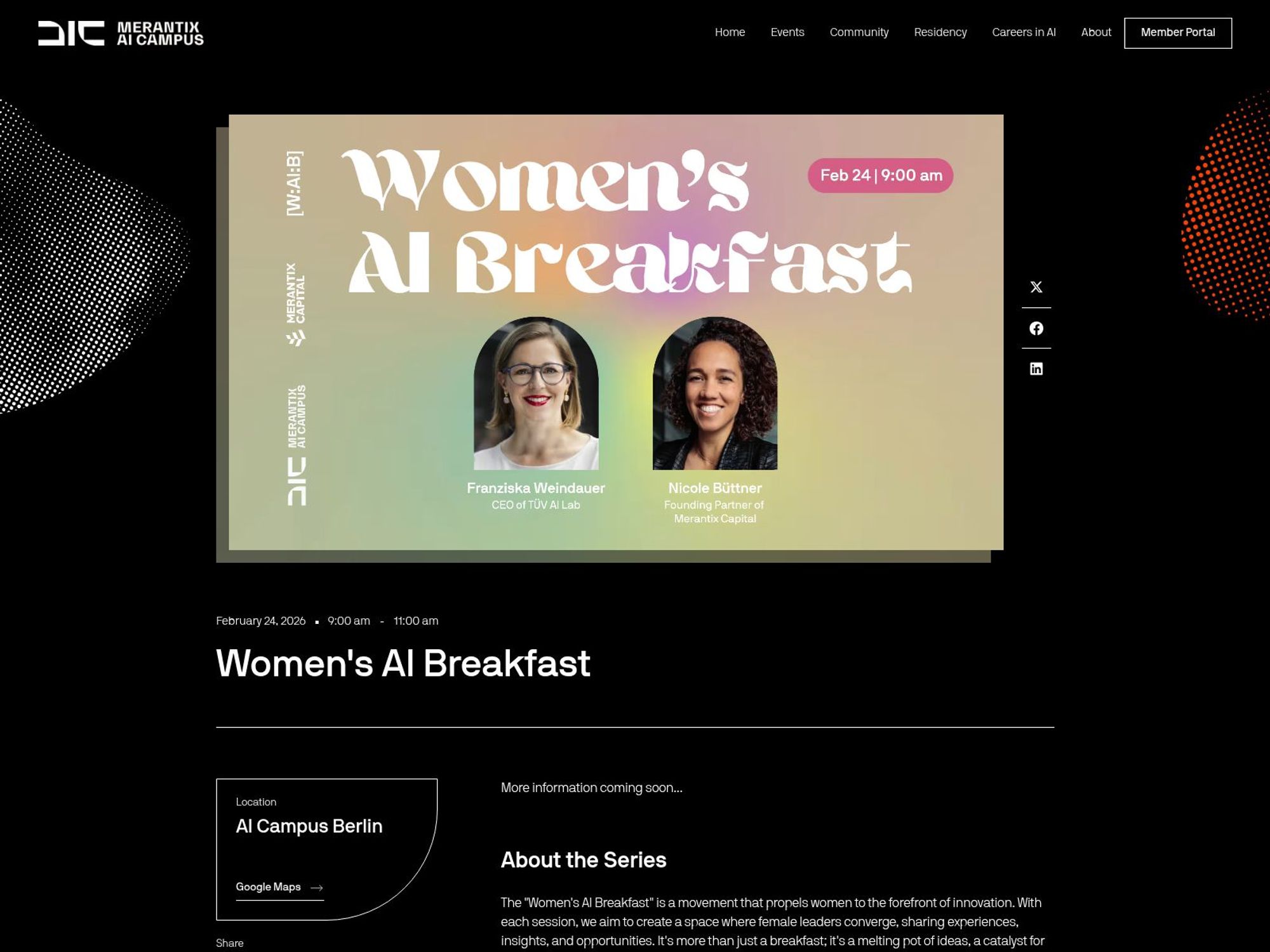 Women's AI Breakfast website