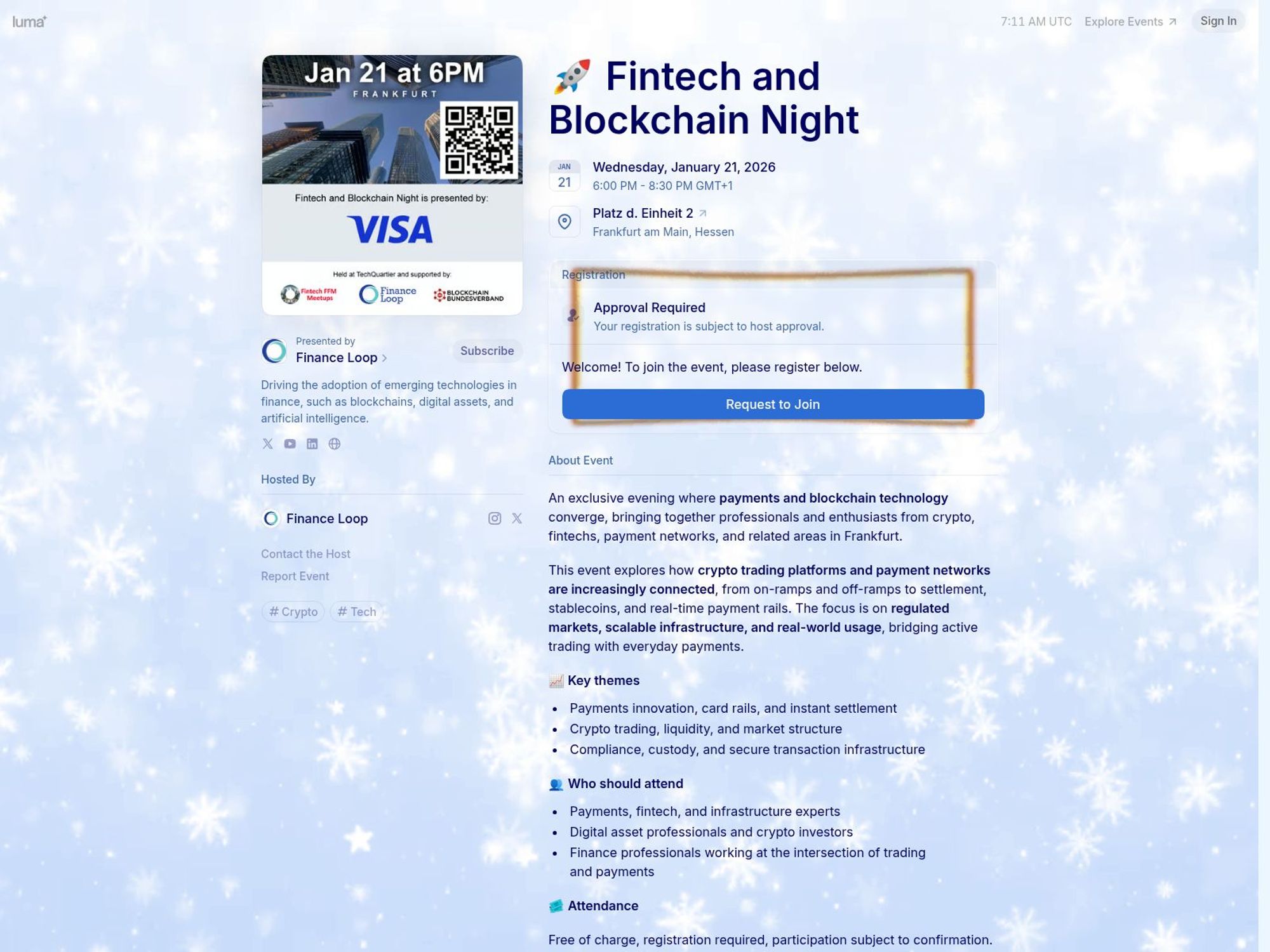 🚀 Fintech and Blockchain Night website