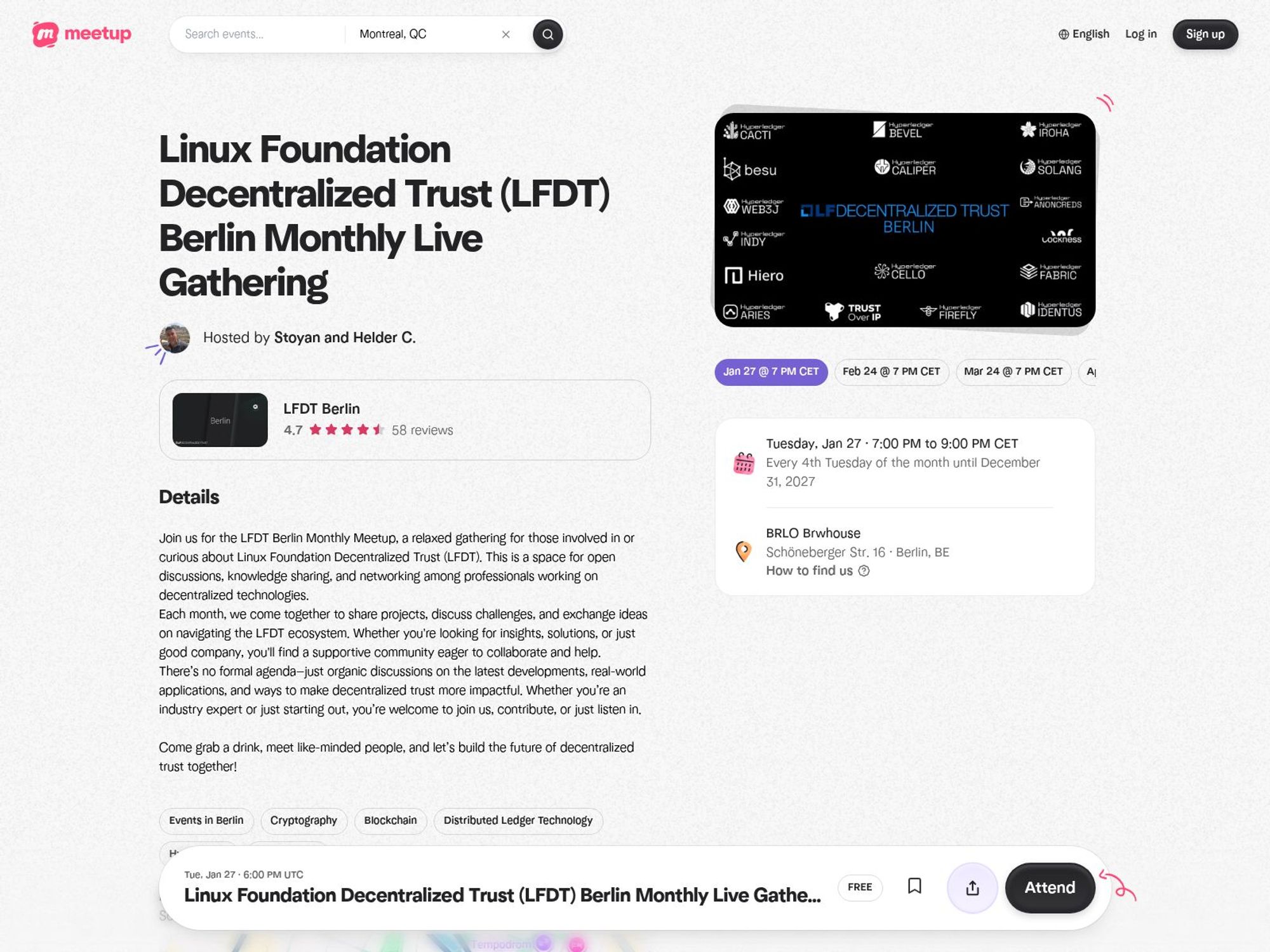Linux Foundation Decentralized Trust (LFDT) Berlin Monthly Live Gathering website
