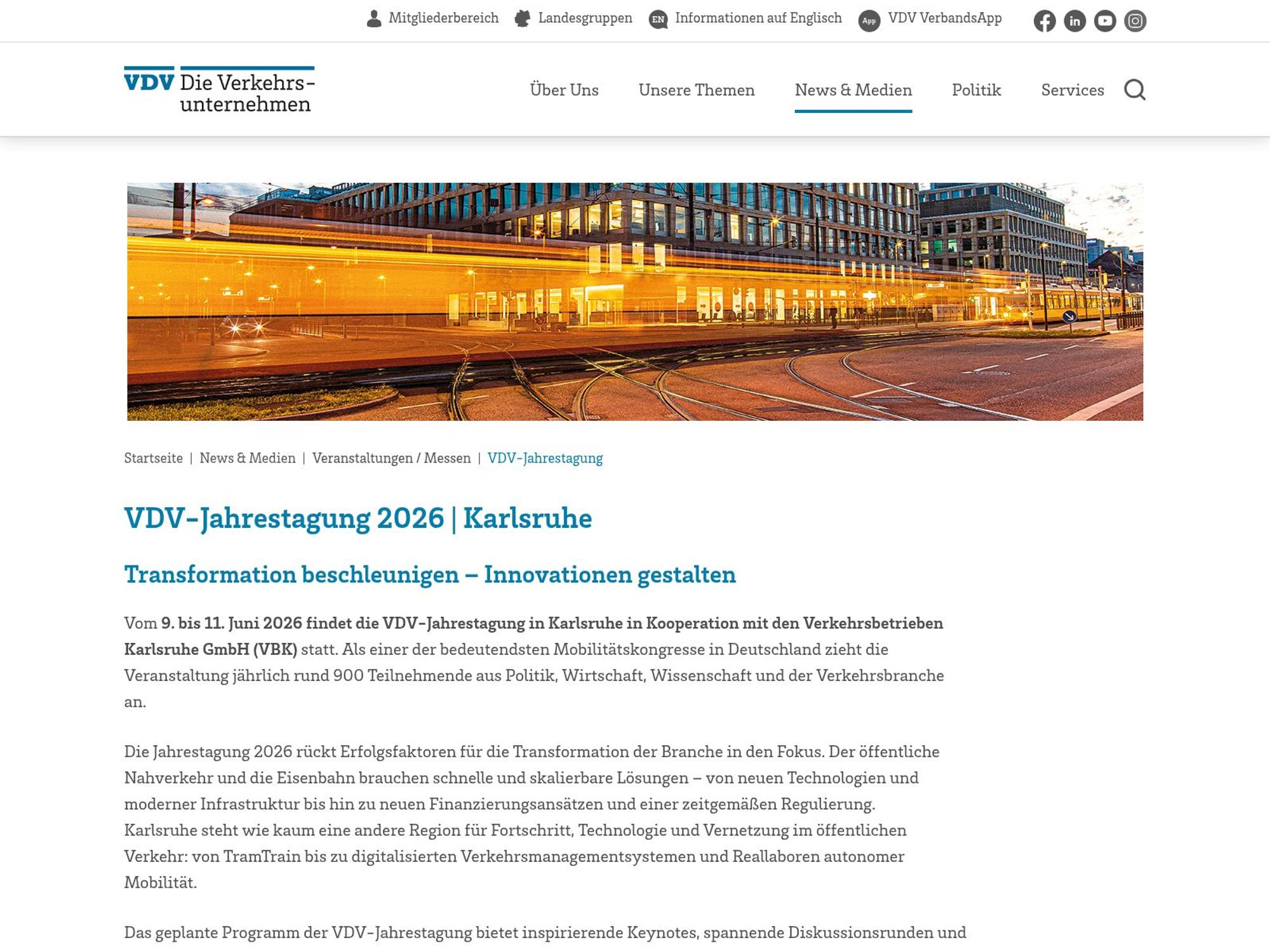 VDV Jahrestagung 2026 website