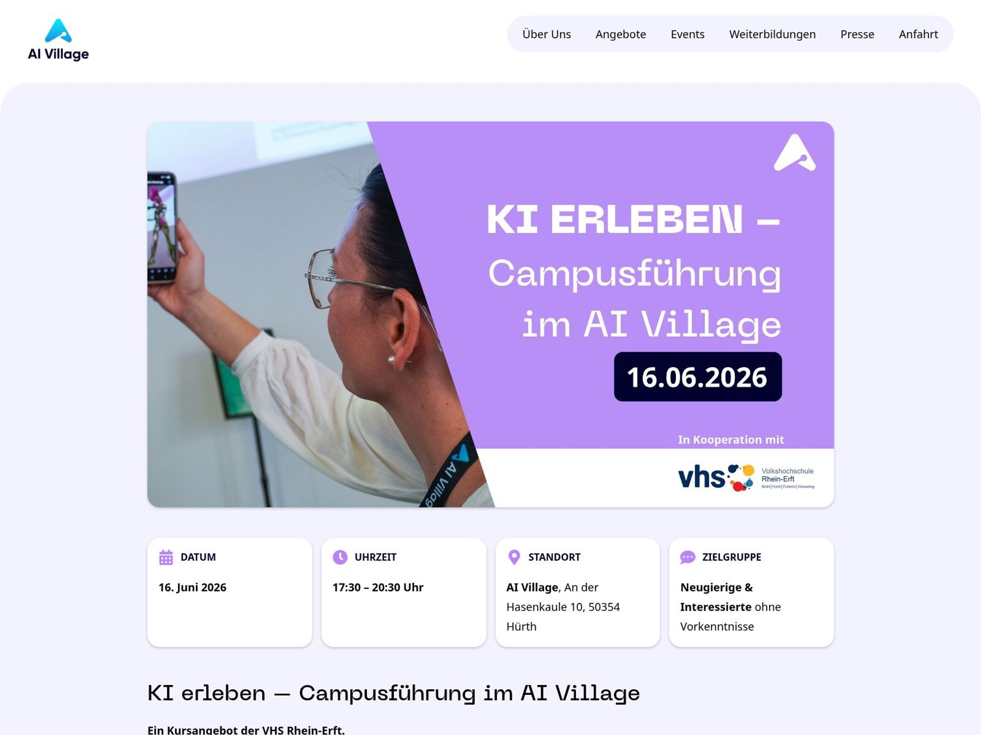 KI erleben website