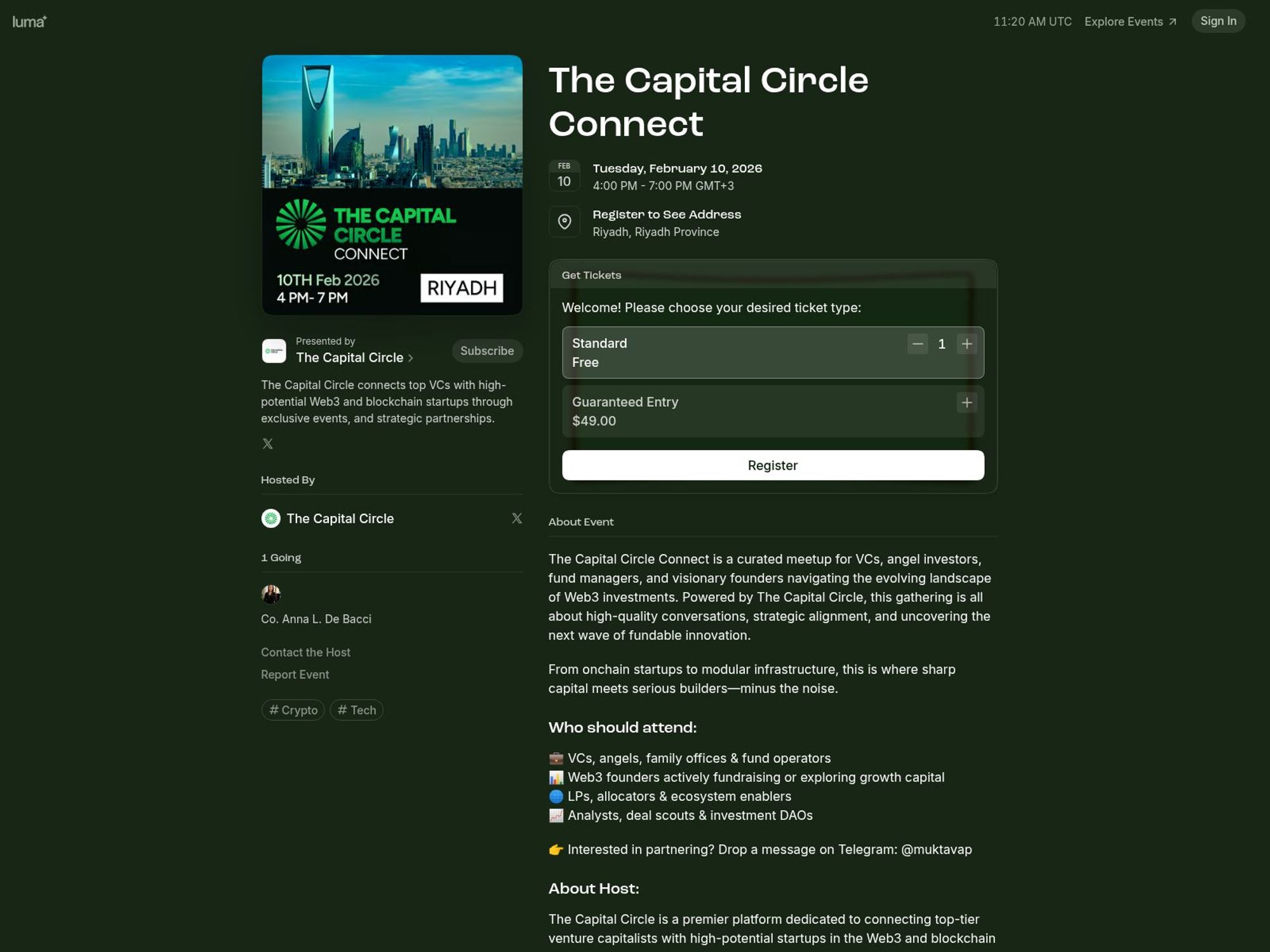 The Capital Circle Connect Riyadh website