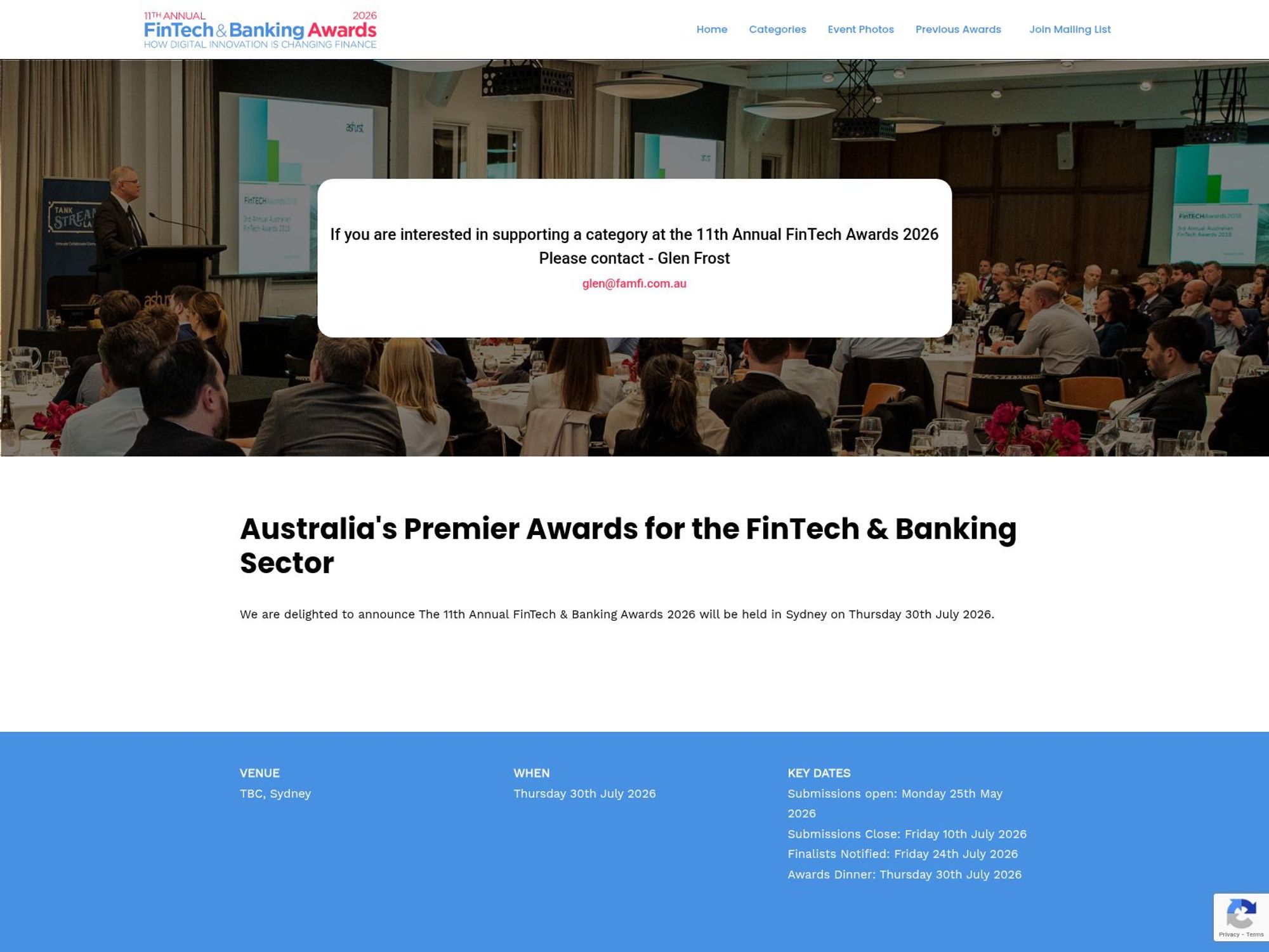 11th Annual FinTech Awards website