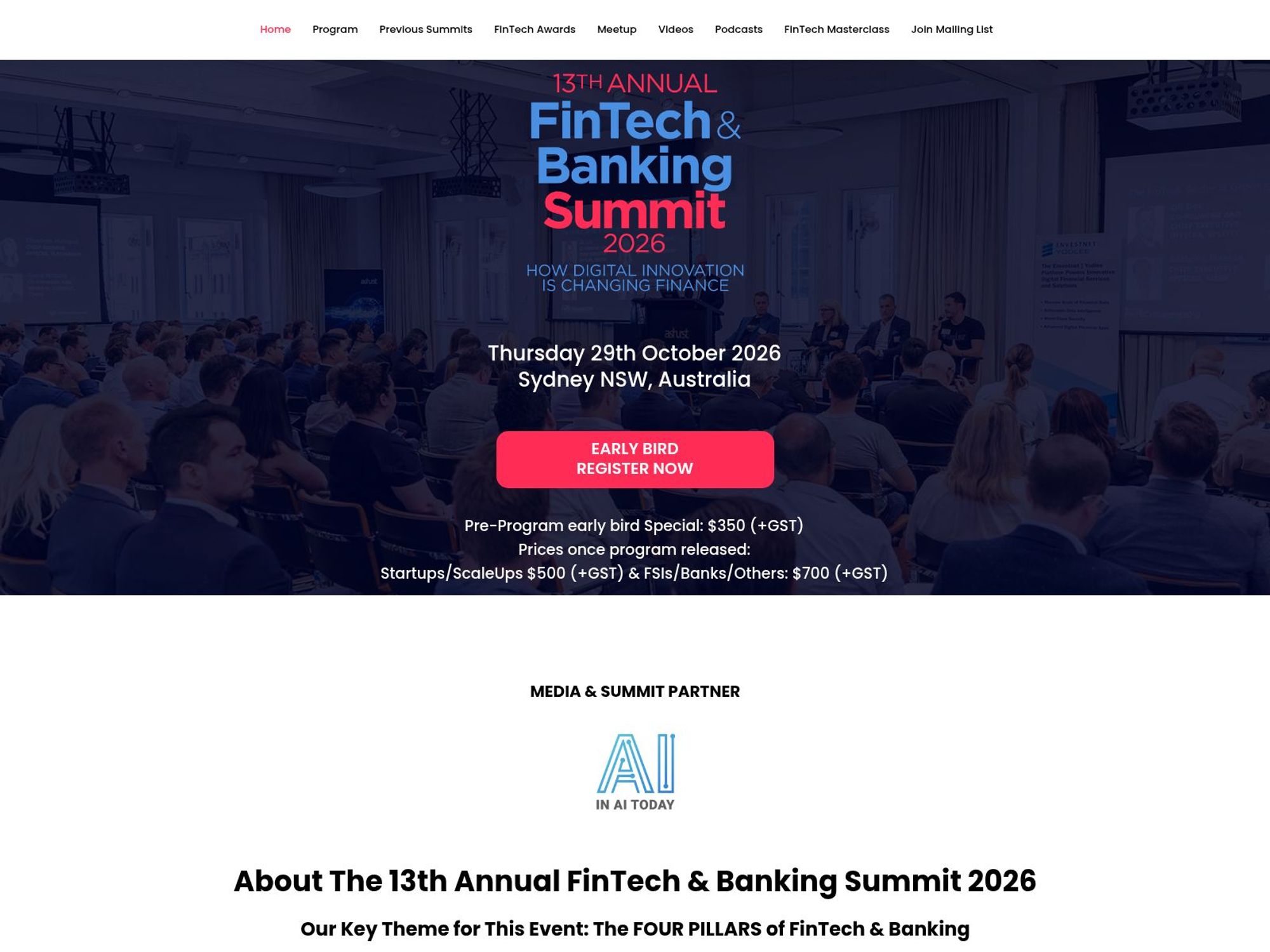 13th Annual FinTech Summit 2026 website