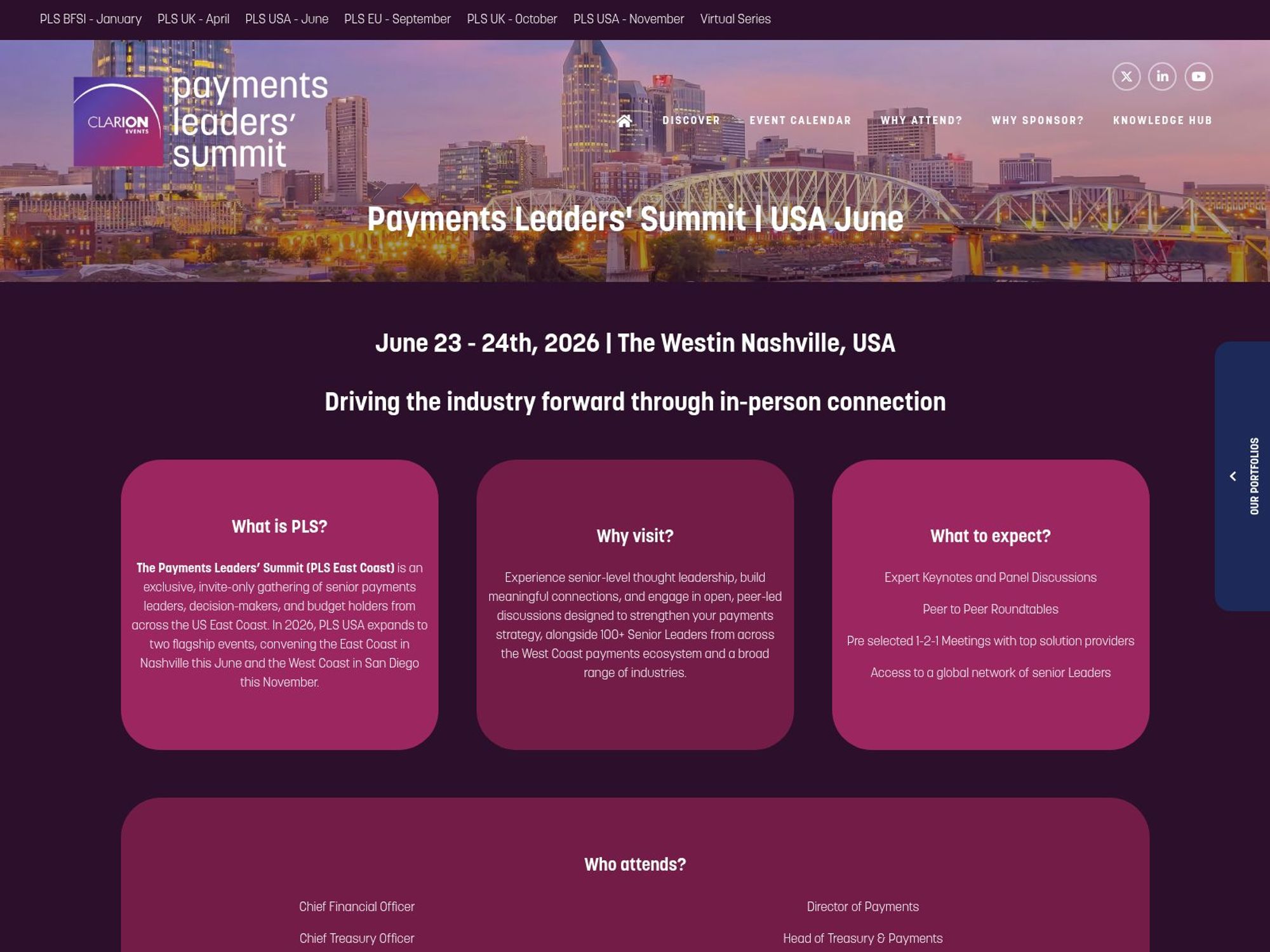 Payments Leaders' Summit US website